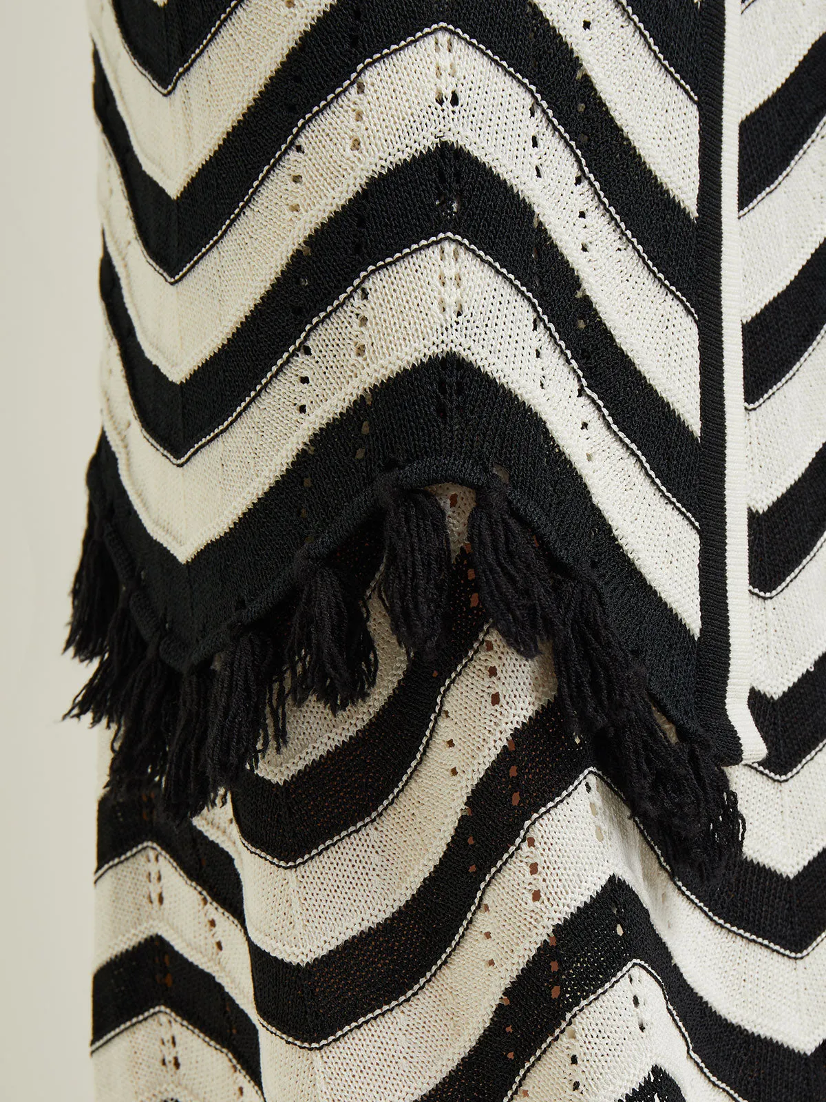 Heritage Fit Jacket - Chevron Fringe Trim Intarsia Knit