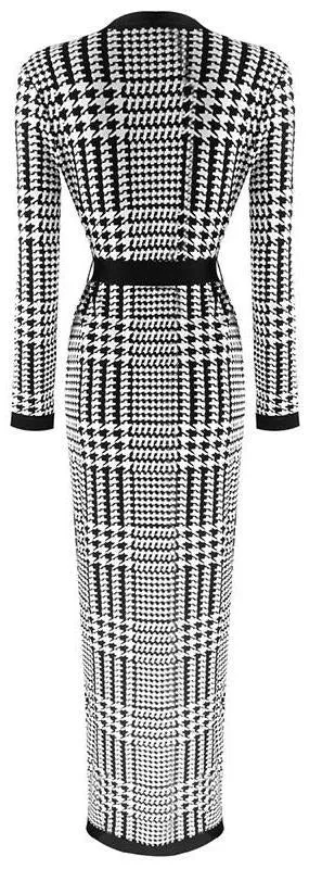 Houndstooth Stretch Cardigan/Wrap-Dress