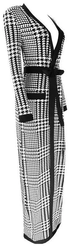 Houndstooth Stretch Cardigan/Wrap-Dress