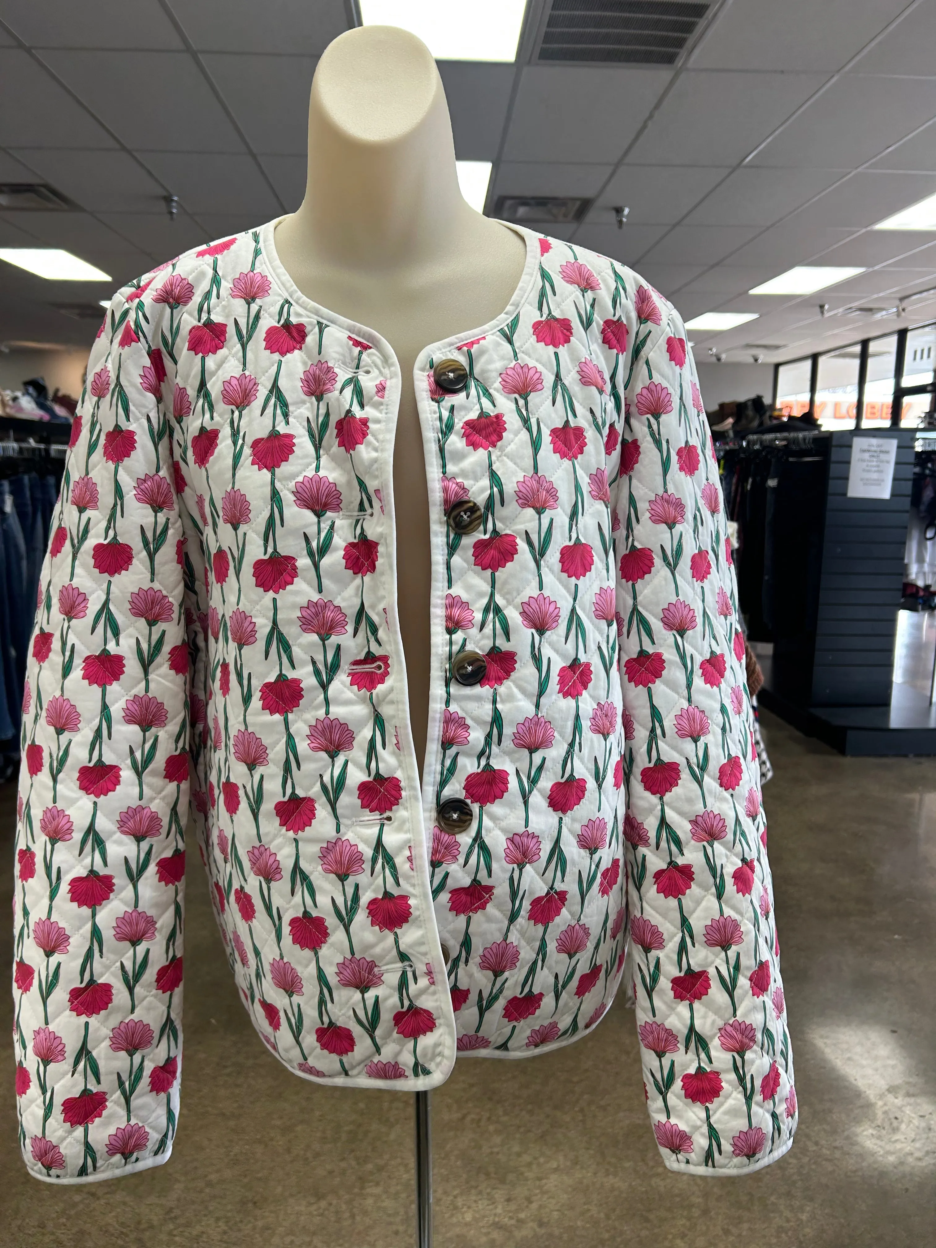 Jacket Puffer & Quilted By J. Crew In Floral Print, Size:Xl
