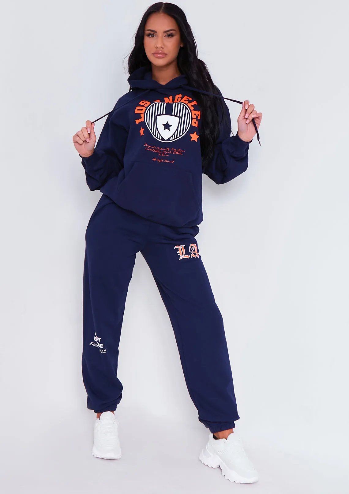 Keaton Navy Los Angeles Varsity Slogan Hoodie