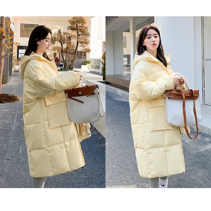 Knee-Length Thickened Loose Fit Puffer Jacket
