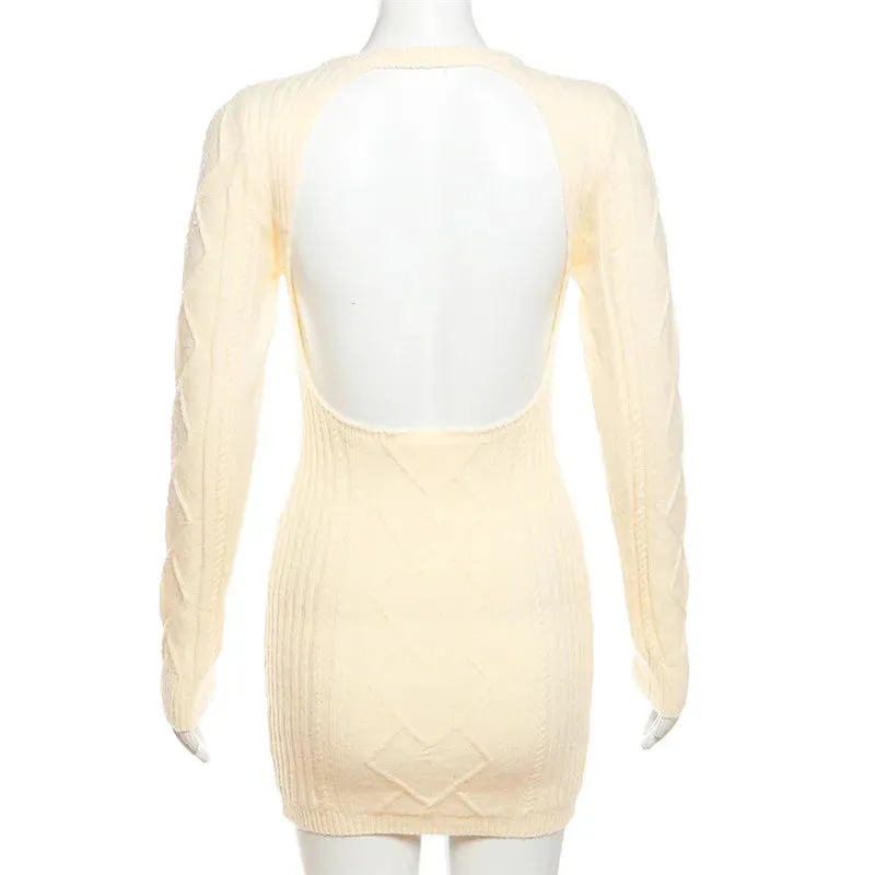 Knit Sweater Heart Charming Cut-Out Mini Dress