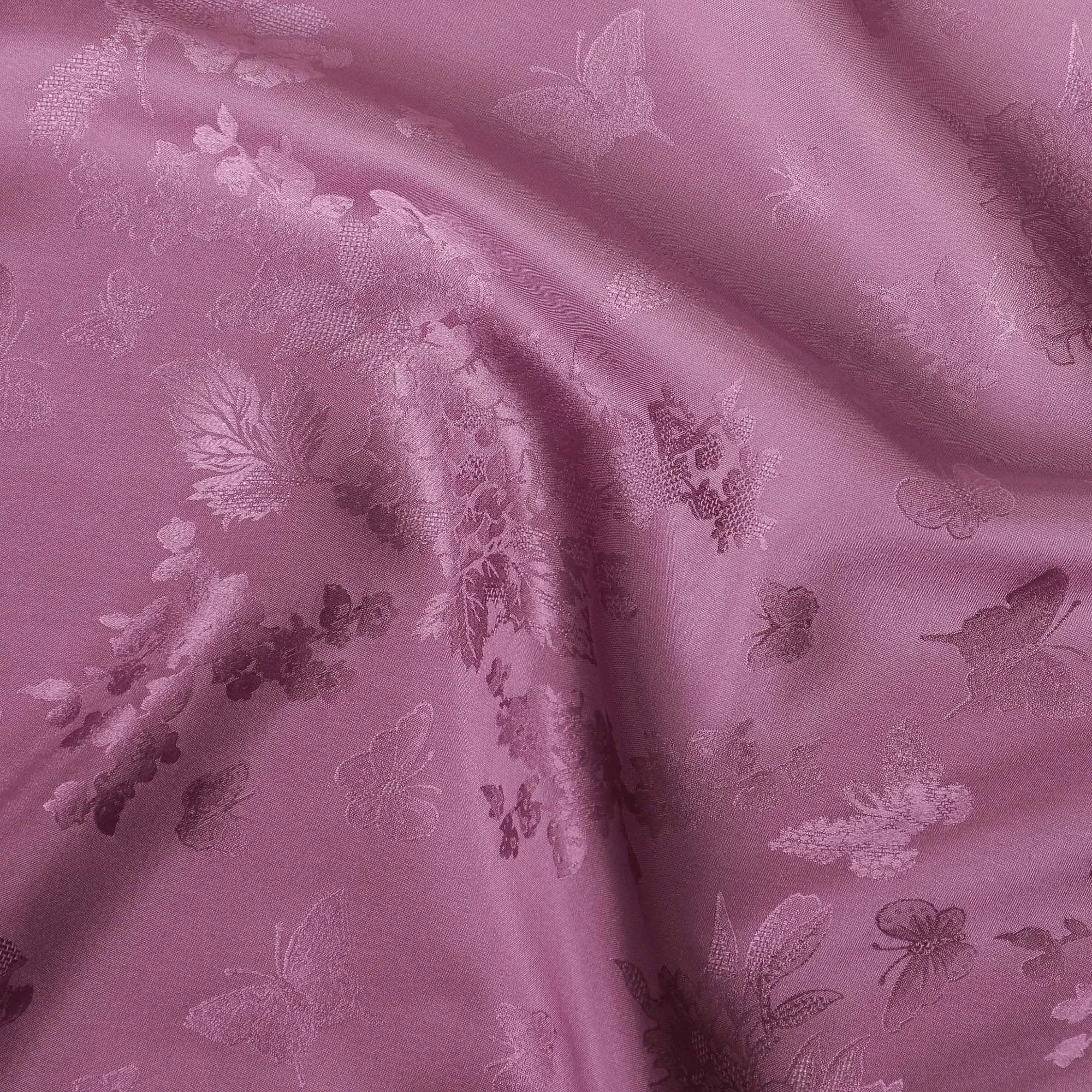 Light lavender to plum premium pure silk crepe fabric with same tone jacquard in ombre design-D13576