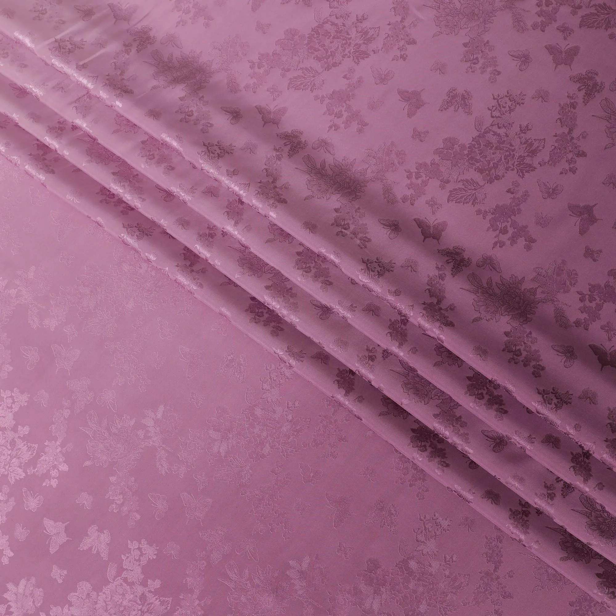 Light lavender to plum premium pure silk crepe fabric with same tone jacquard in ombre design-D13576