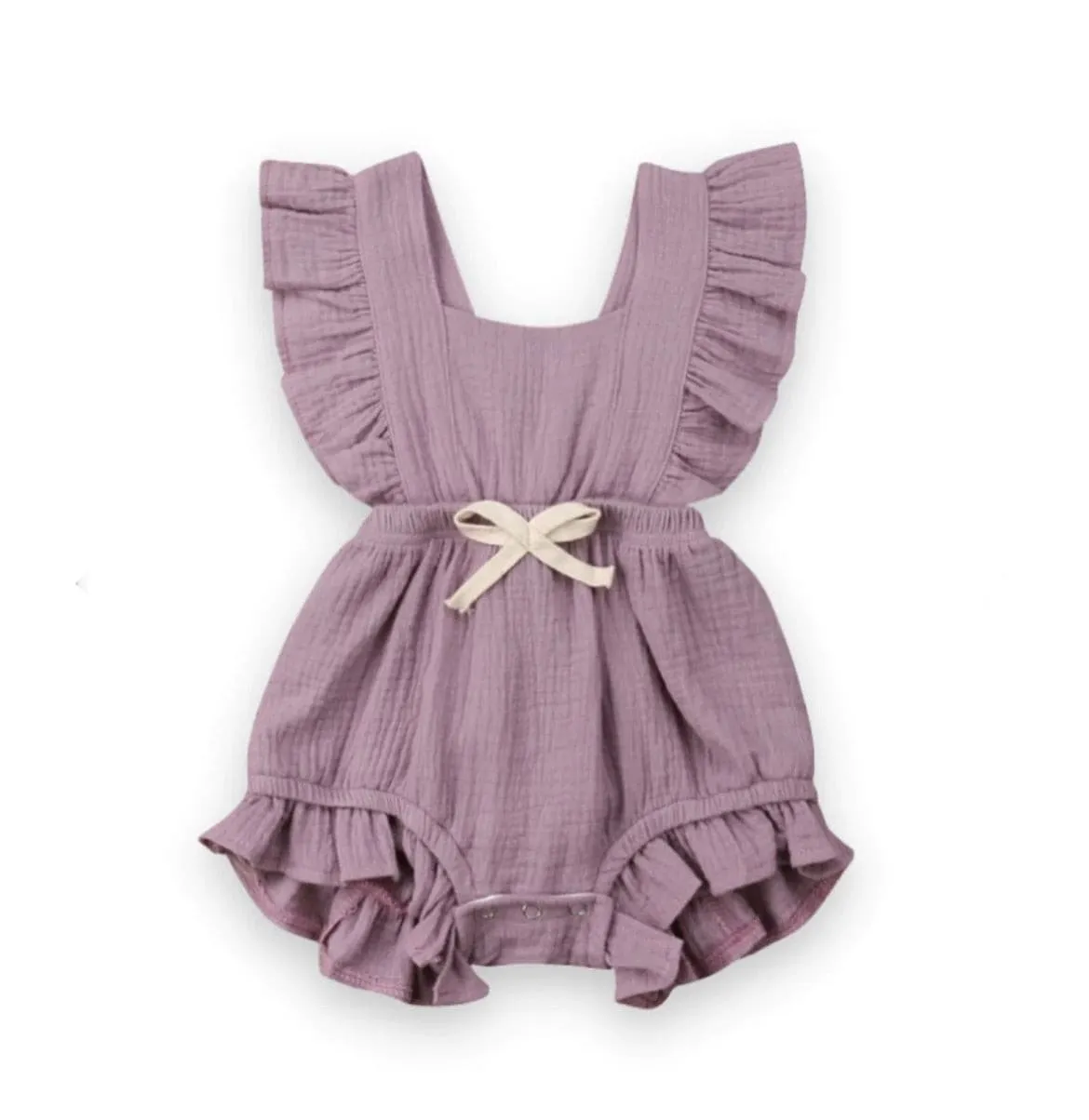 Lilly- Cotton Muslin Romper , Lilac