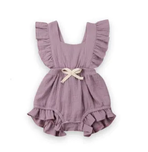 Lilly- Cotton Muslin Romper , Lilac