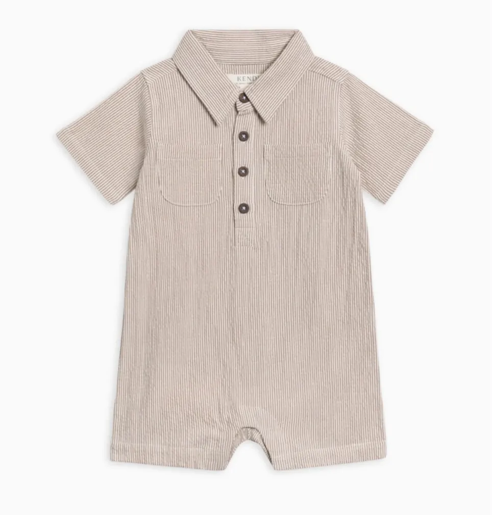 Mato Seersucker Collard Romper