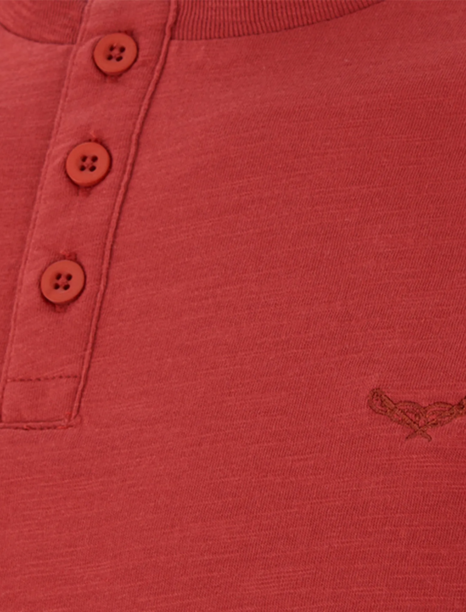 Mens Cody Slub Granddad Style T-Shirt in Red