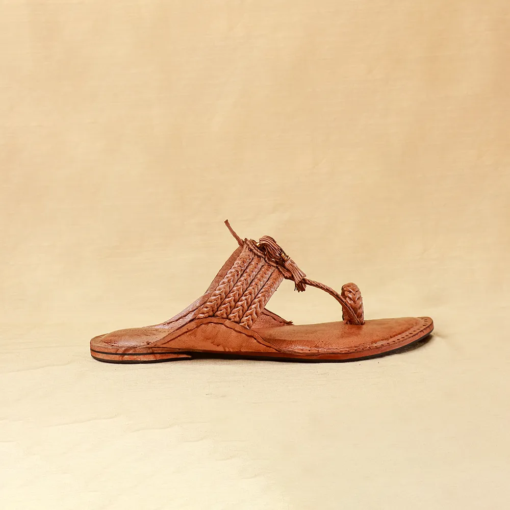 Men's Genuine Leather Kolhapuri Chappal - Classic Legno Brown