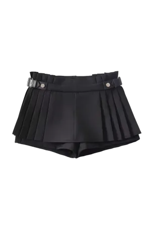 Mini Skort with Pleats - Black