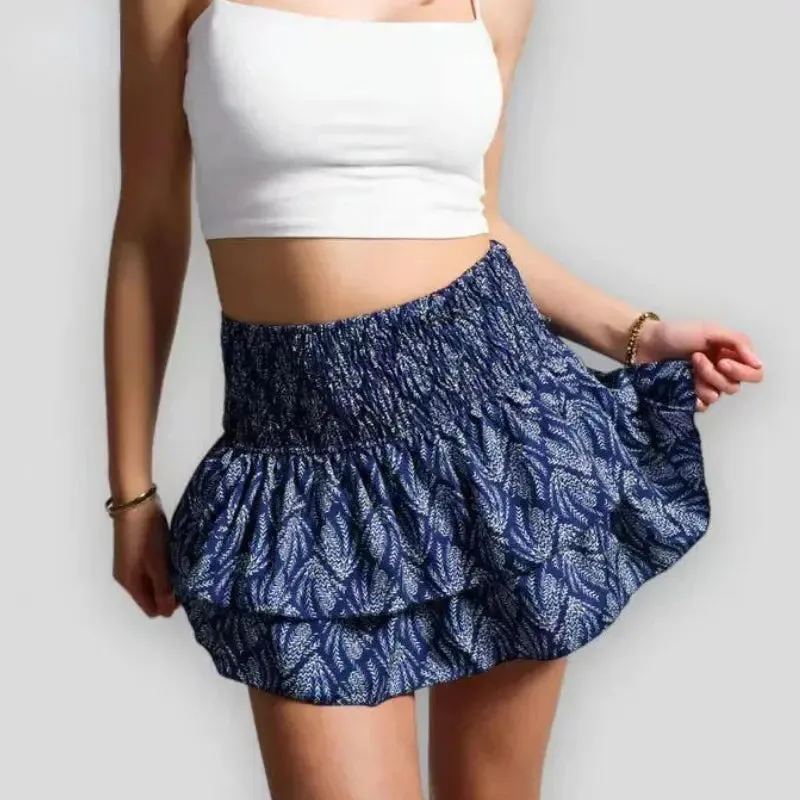 New Floral Pleated Short Skirt Vacation Boho Miniskirt Sexy Girl Y2k Skirts Mujer Ruffle Edge Printed Skirt Women Fashion New Floral Pleated Short Skirt Female