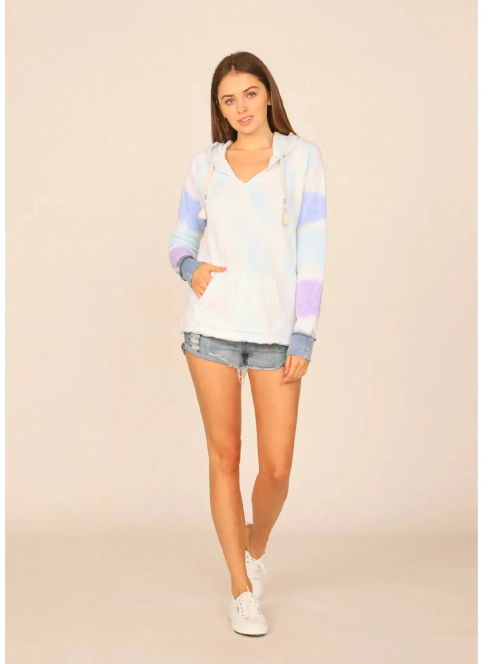 OCEAN DRIVE MOUNTAIN SPRING TIE DYE BURNOUT PULLOVER HOODIE