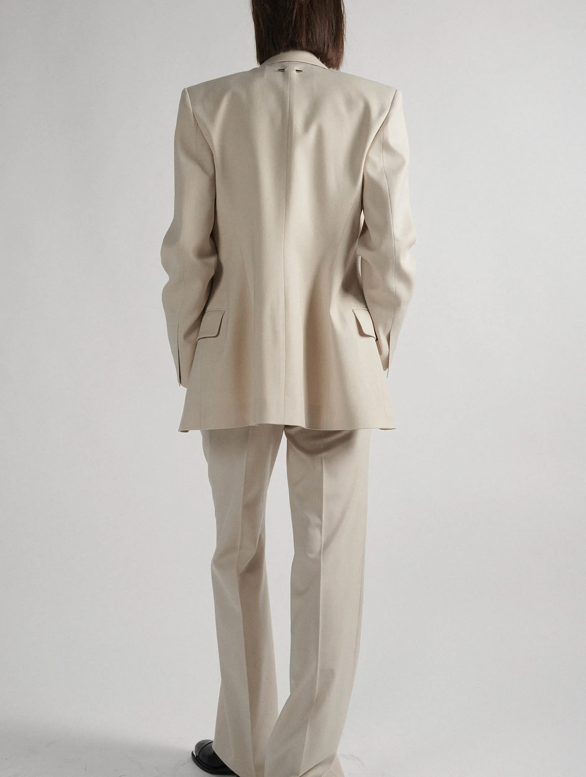 Off-white stretch wool gabardine suit jacket