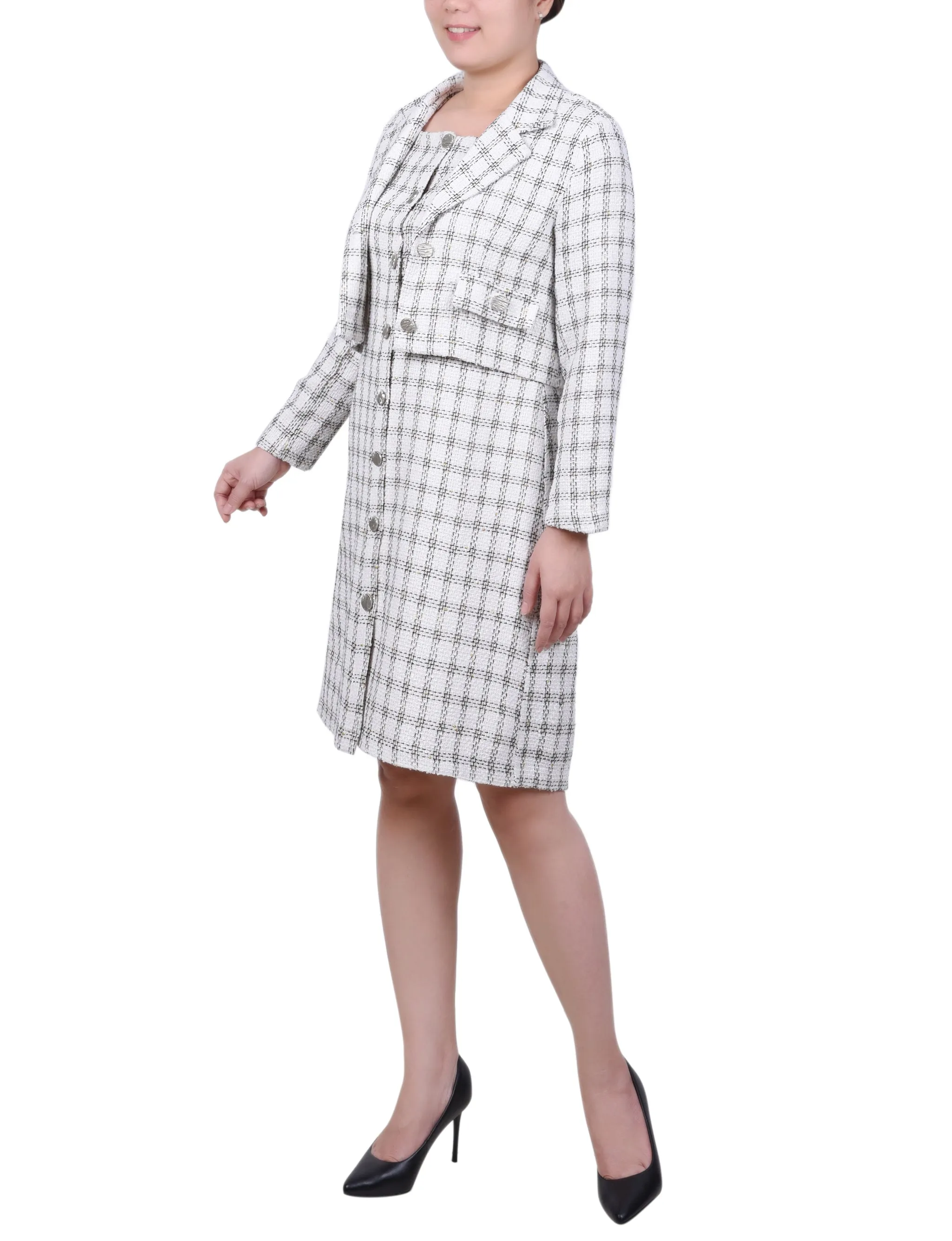Petite Long Sleeve Tweed Dress Set