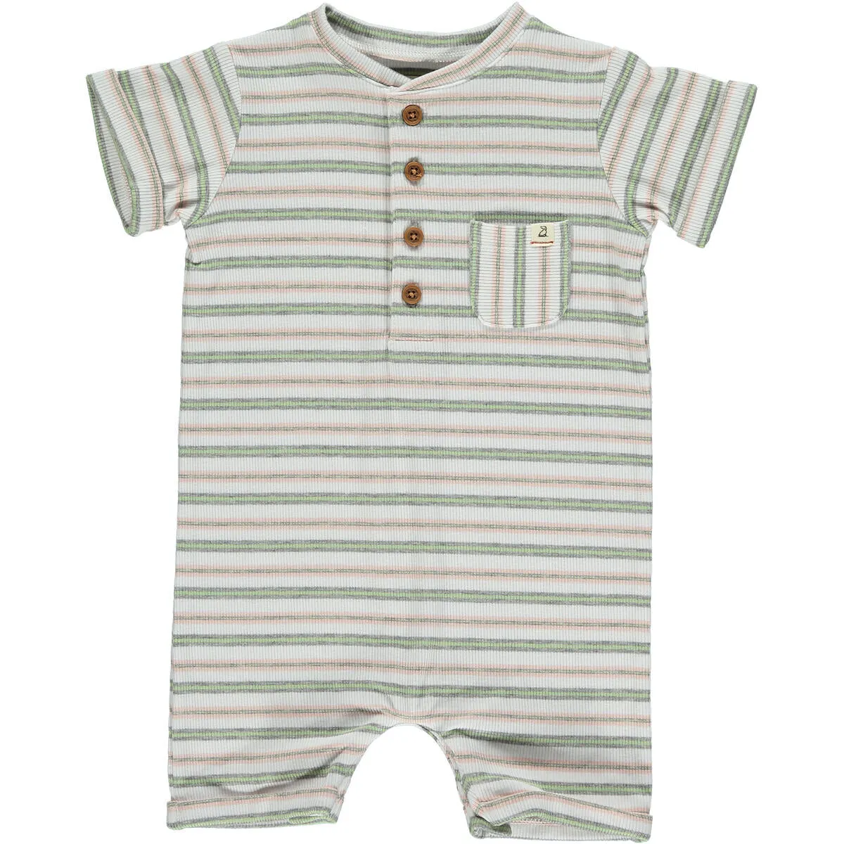Pink/white/grey ribbed henley romper