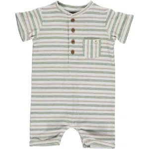 Pink/white/grey ribbed henley romper