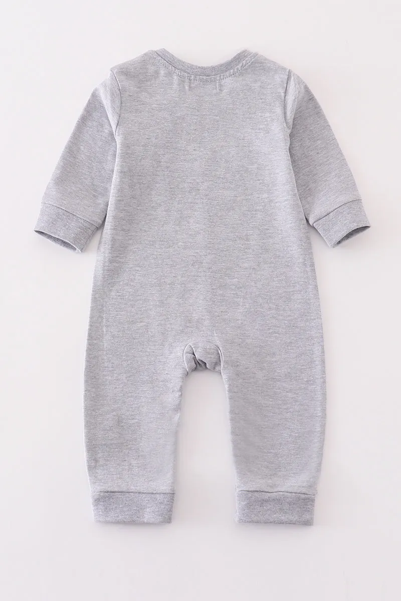 Premium Grey duck embroidery boy romper