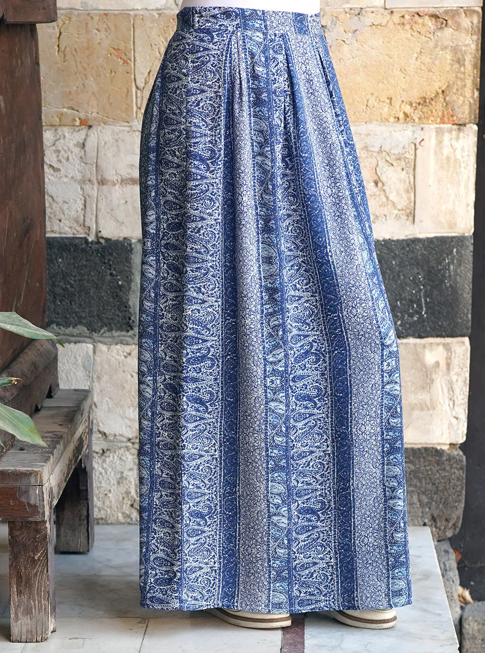 Printed Deep Pleated Skirt