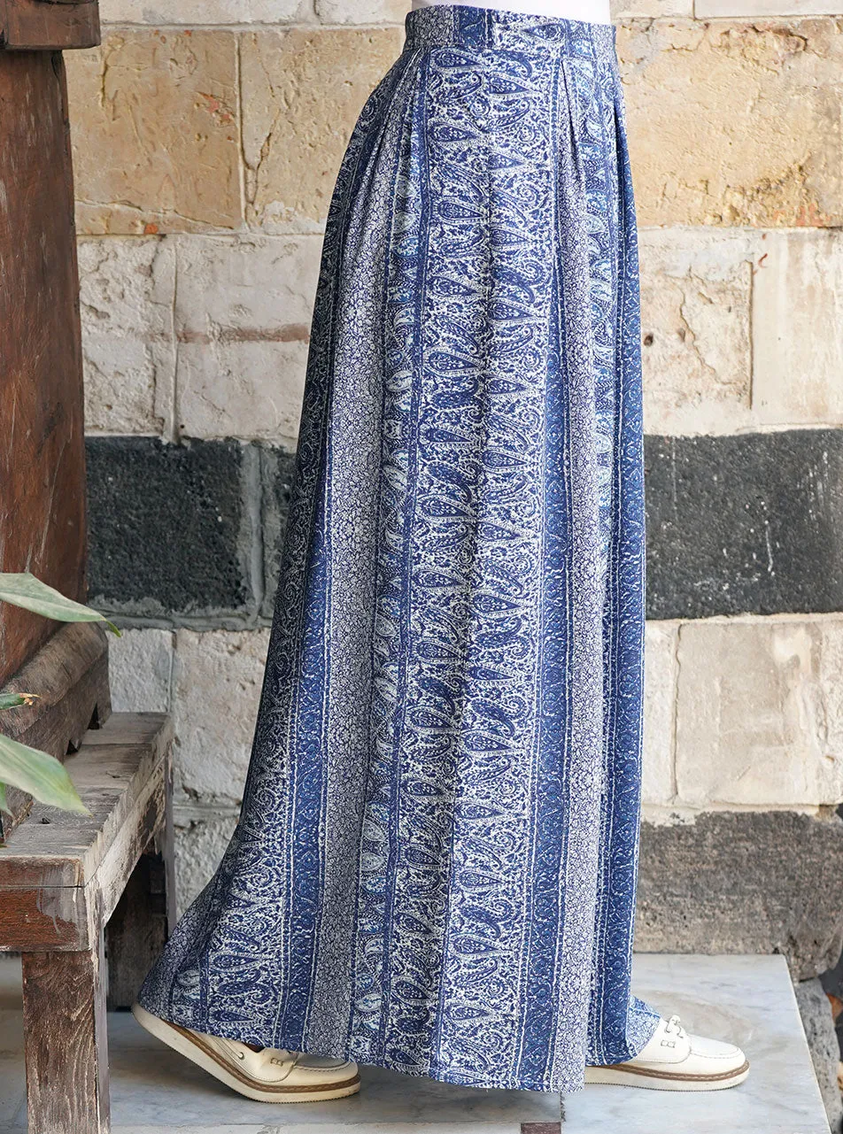 Printed Deep Pleated Skirt