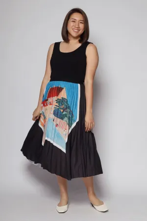 Quaint Building Pleated Skirt