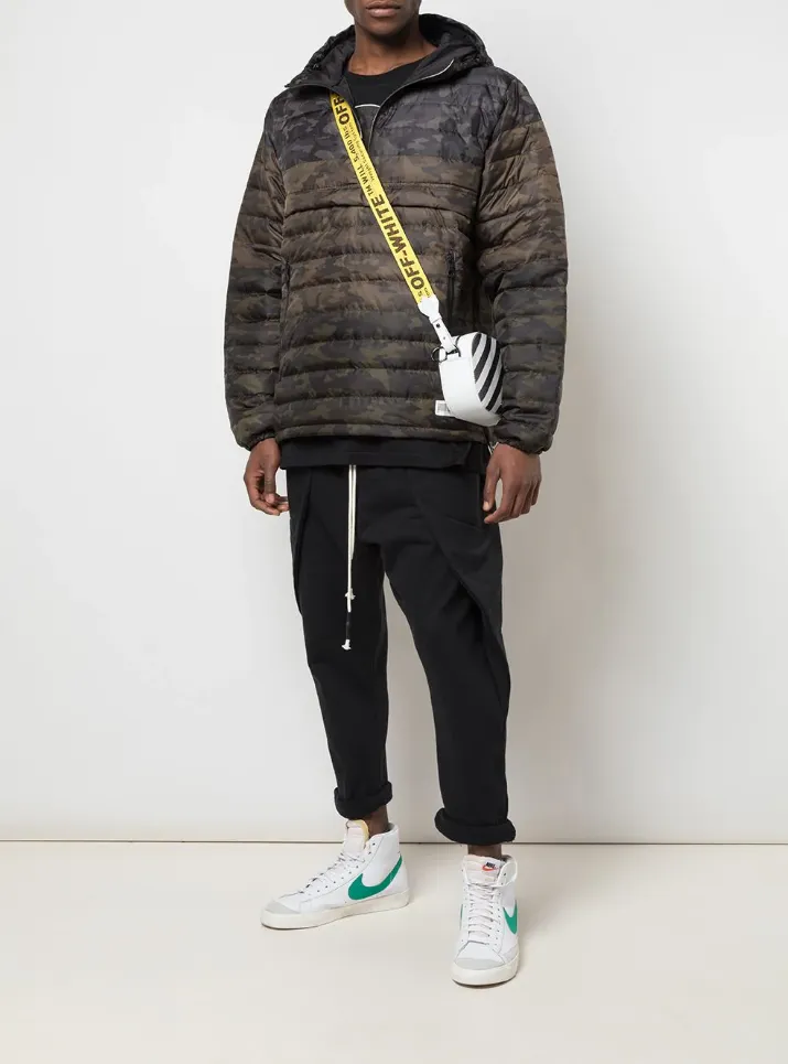 QUARTER ZIP PUFFER JACKET MIX GREEN CAMO