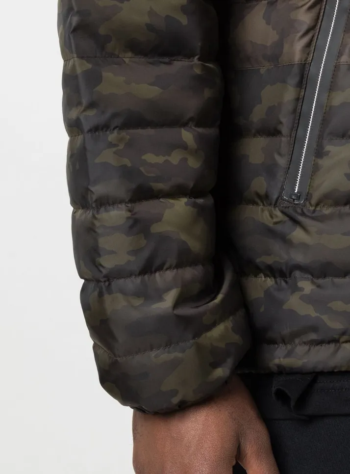 QUARTER ZIP PUFFER JACKET MIX GREEN CAMO