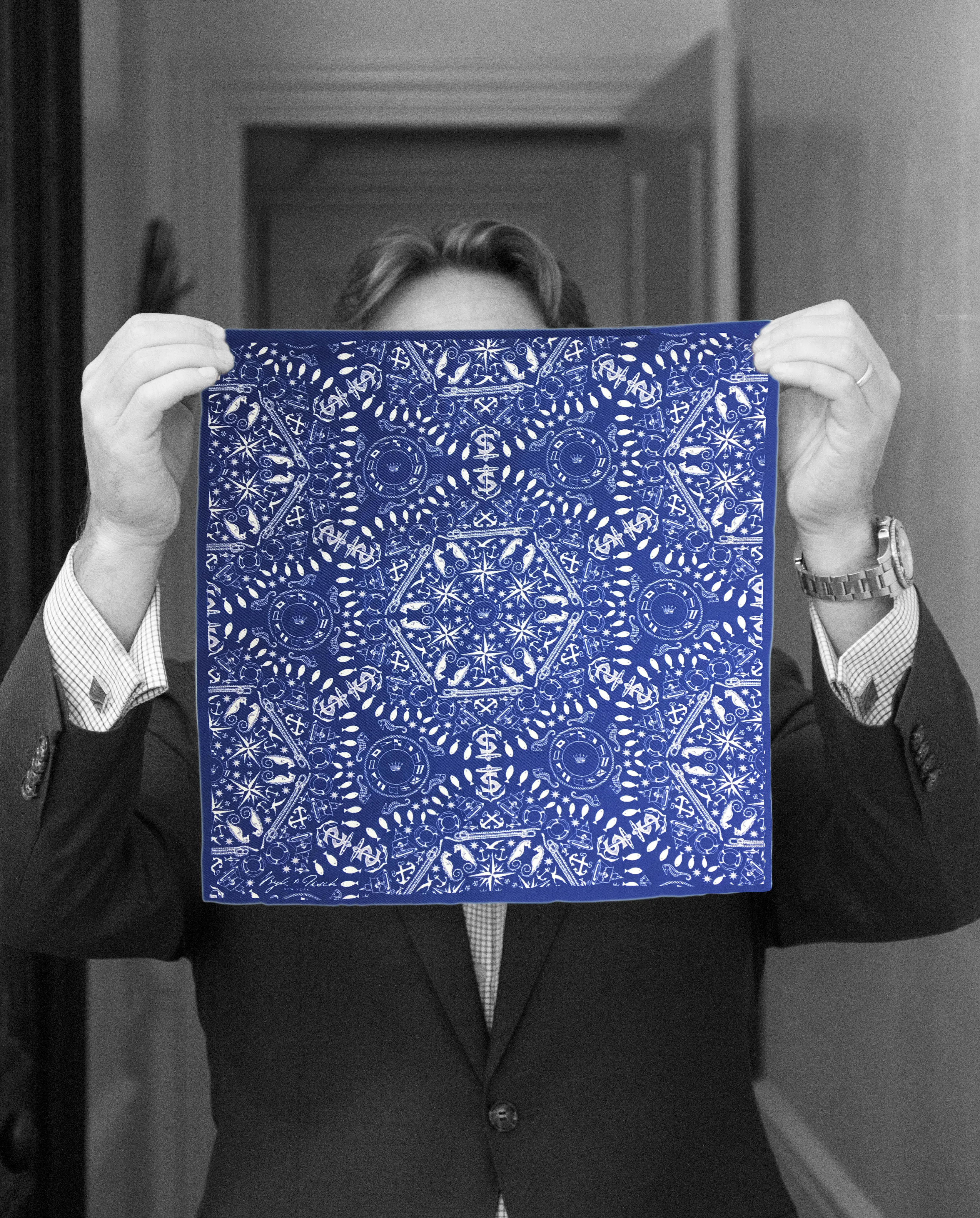 "NAUTICAL COLLAGE" DIGITAL PRINT POCKET SQUARE