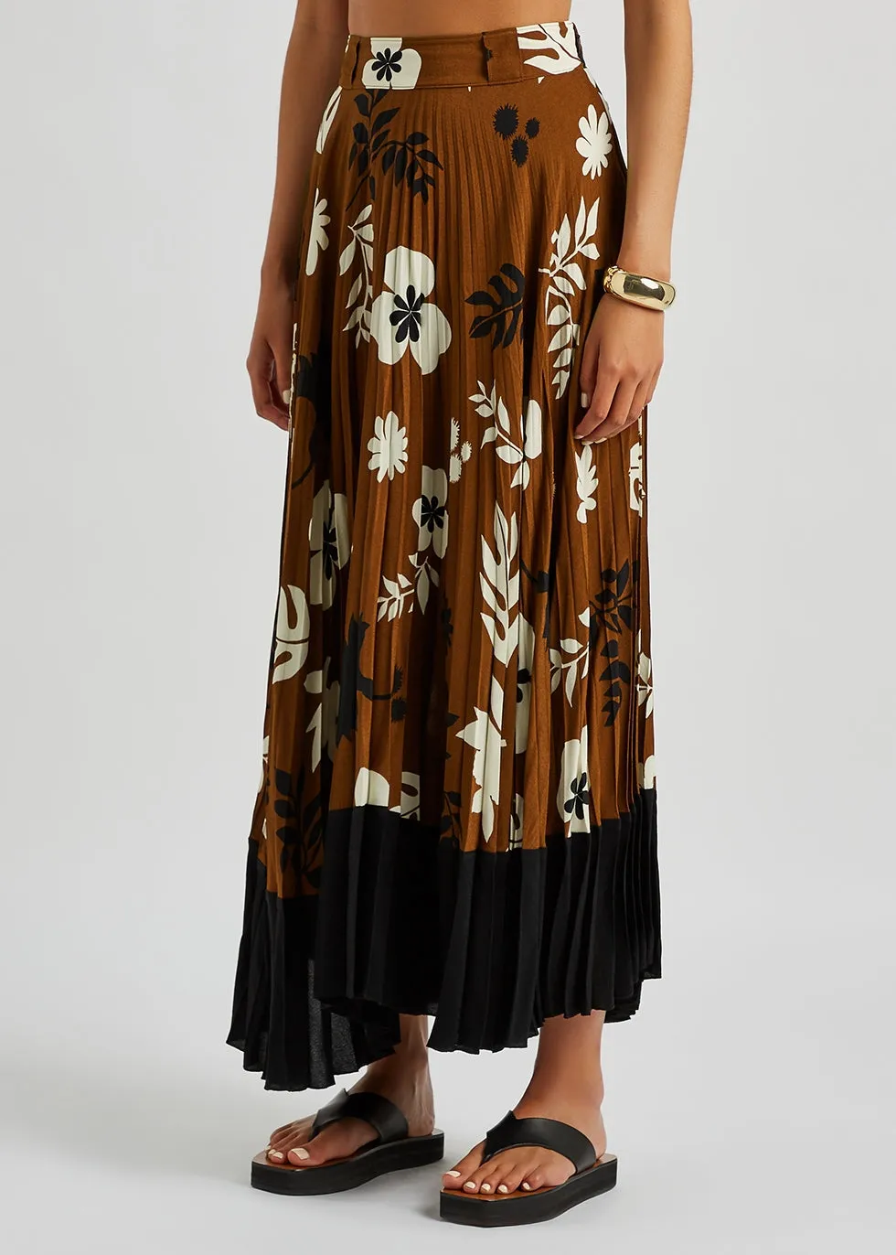 Racil 'Mara' Floral Printed Pleated Midi Skirt