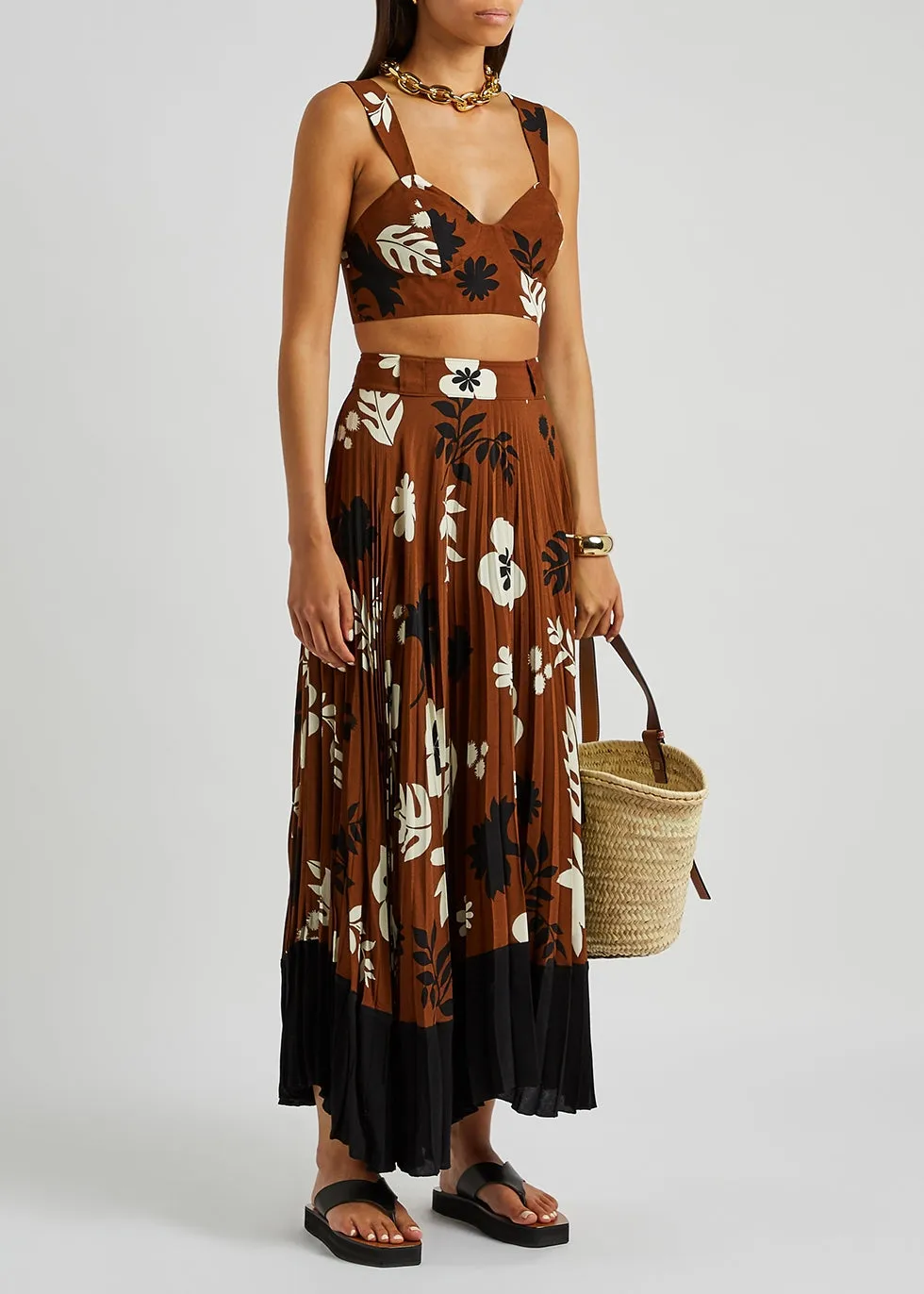 Racil 'Mara' Floral Printed Pleated Midi Skirt