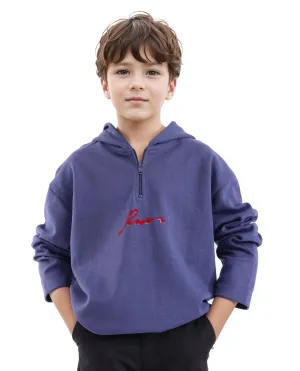 Rare Ones Kids Kanzy Navy Cotton Poly Full Sleeve Flock Print Sweatshirt