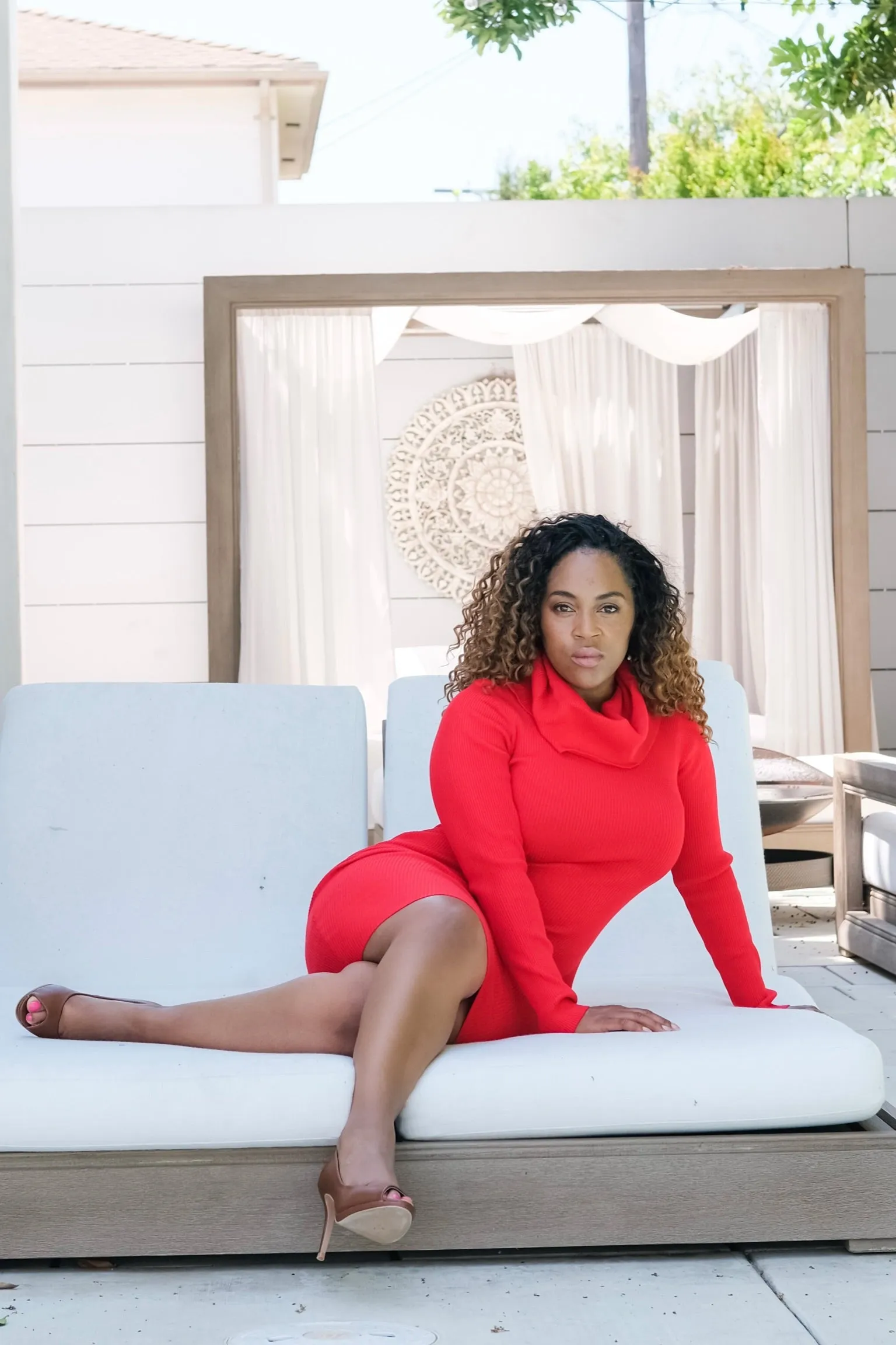 Red Turtleneck Sweater Dress