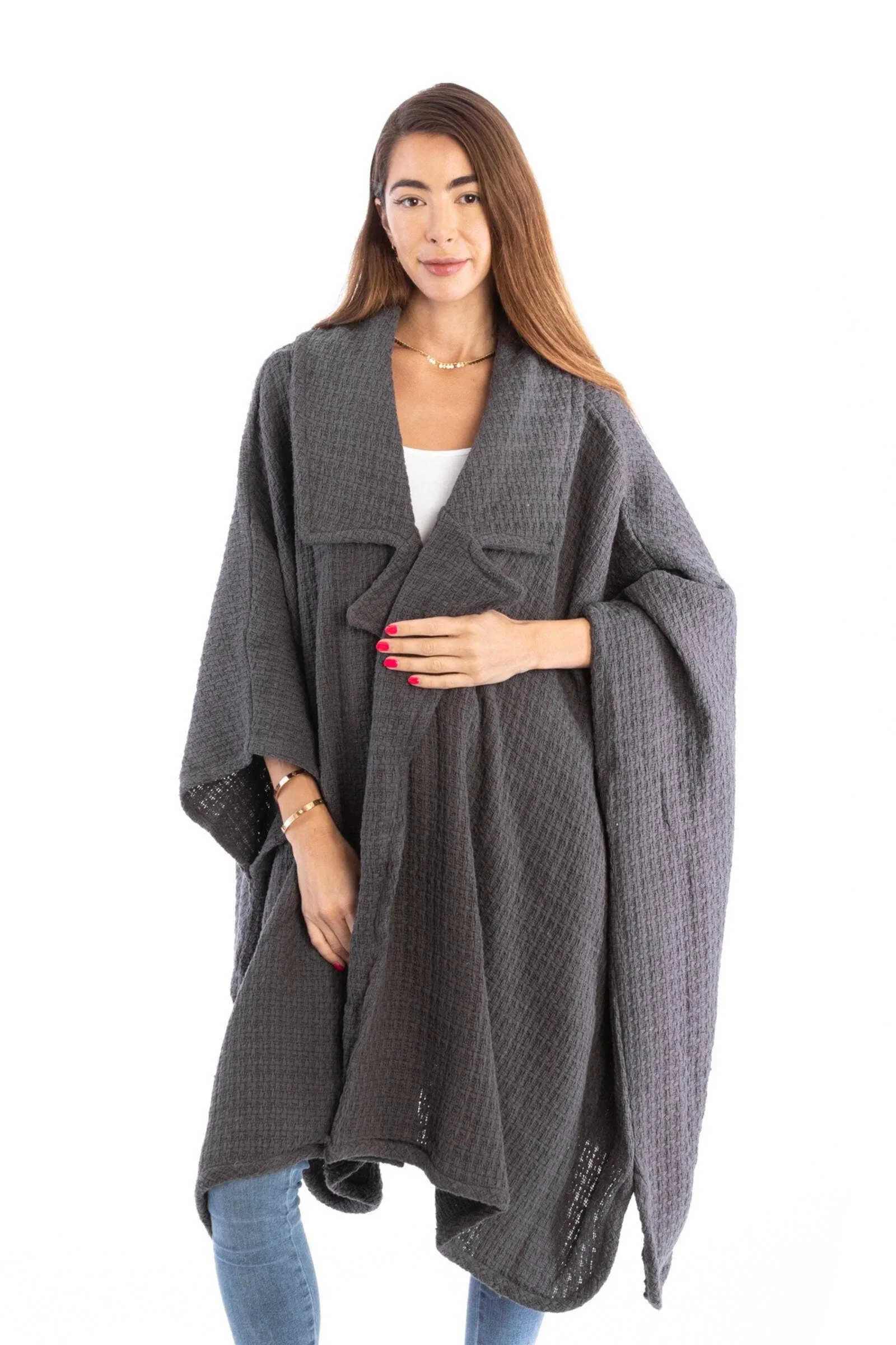 Regina Waffle Knit Oversized Jacket Kimono