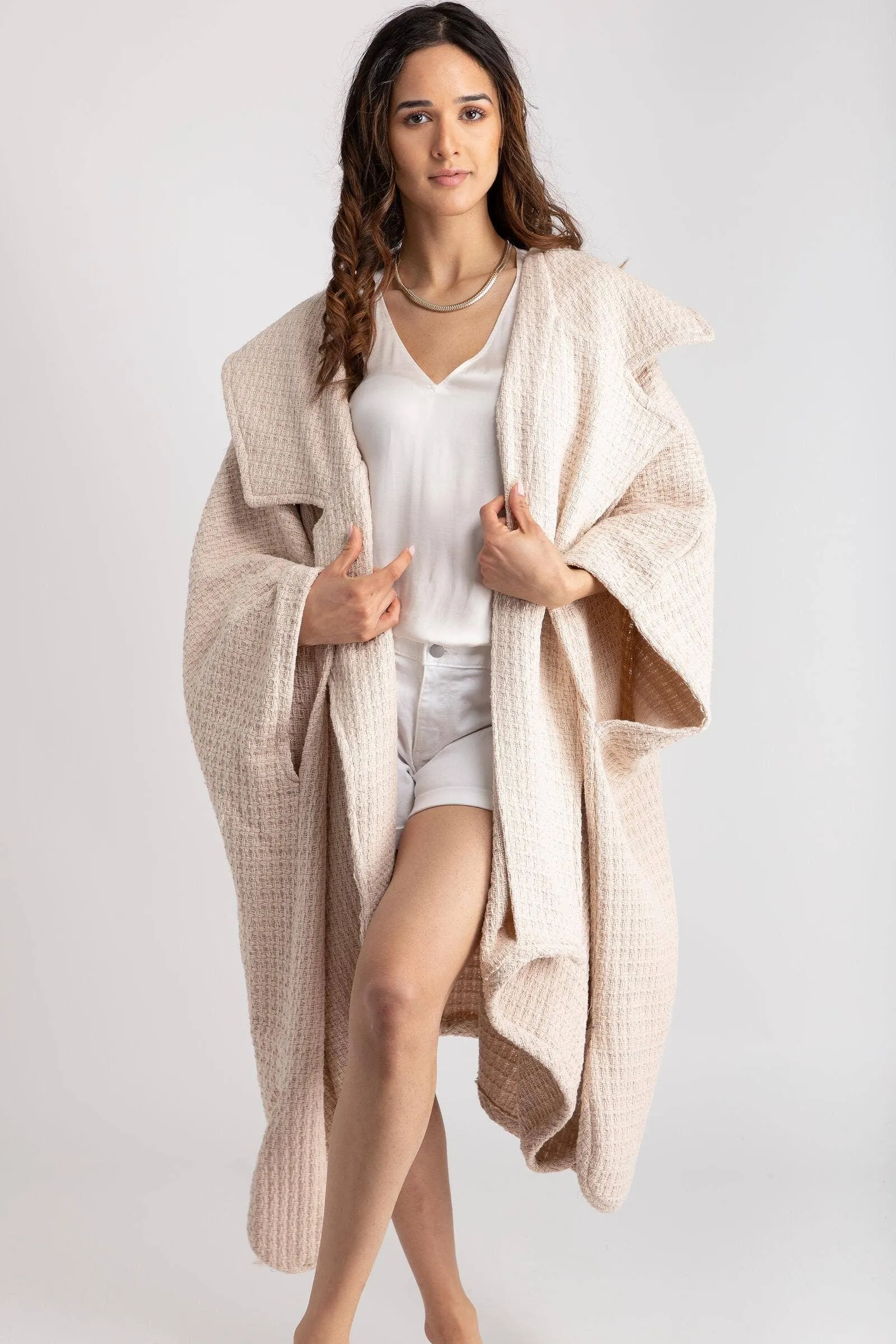 Regina Waffle Knit Oversized Jacket Kimono