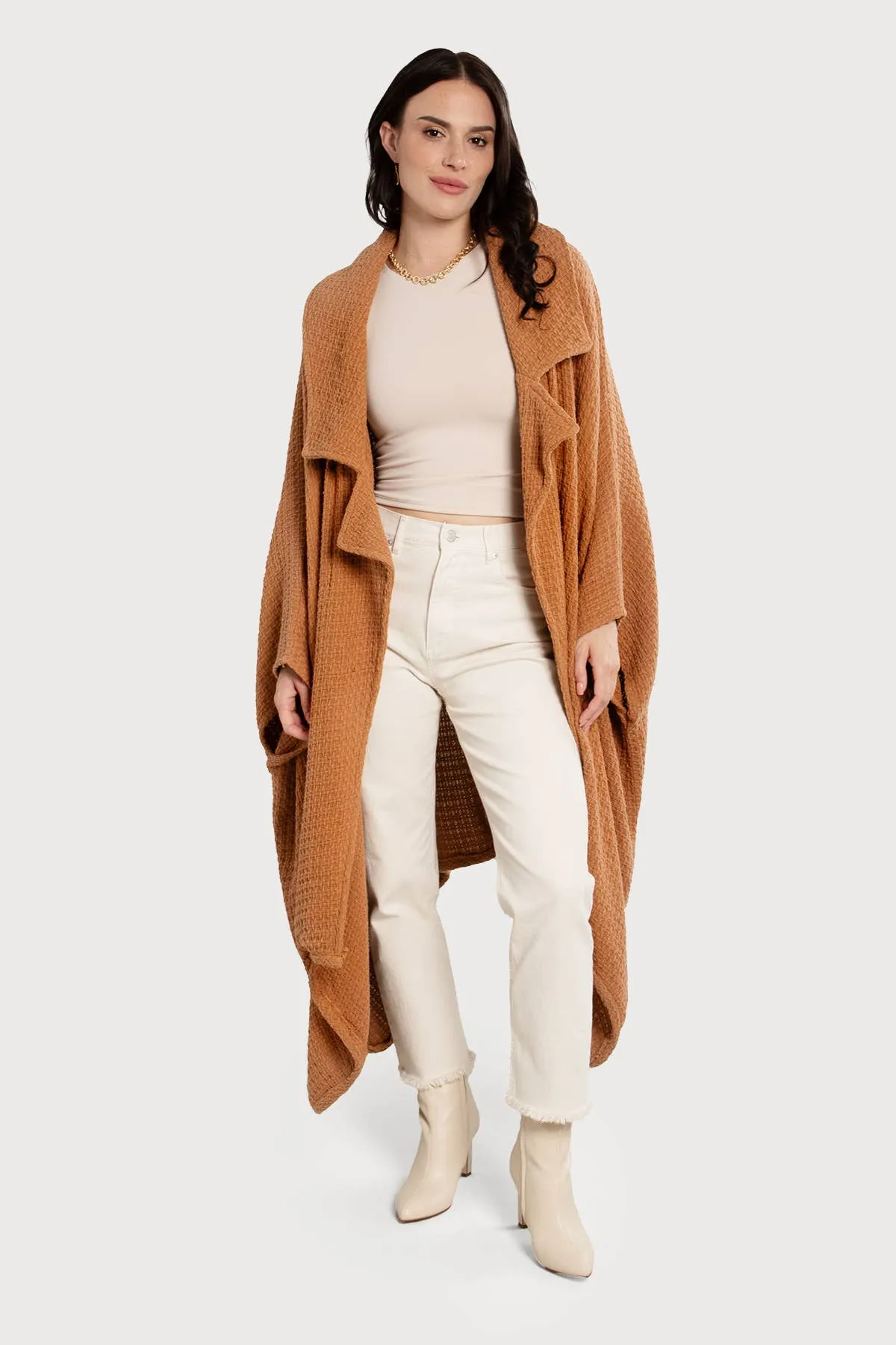 Regina Waffle Knit Oversized Jacket Kimono
