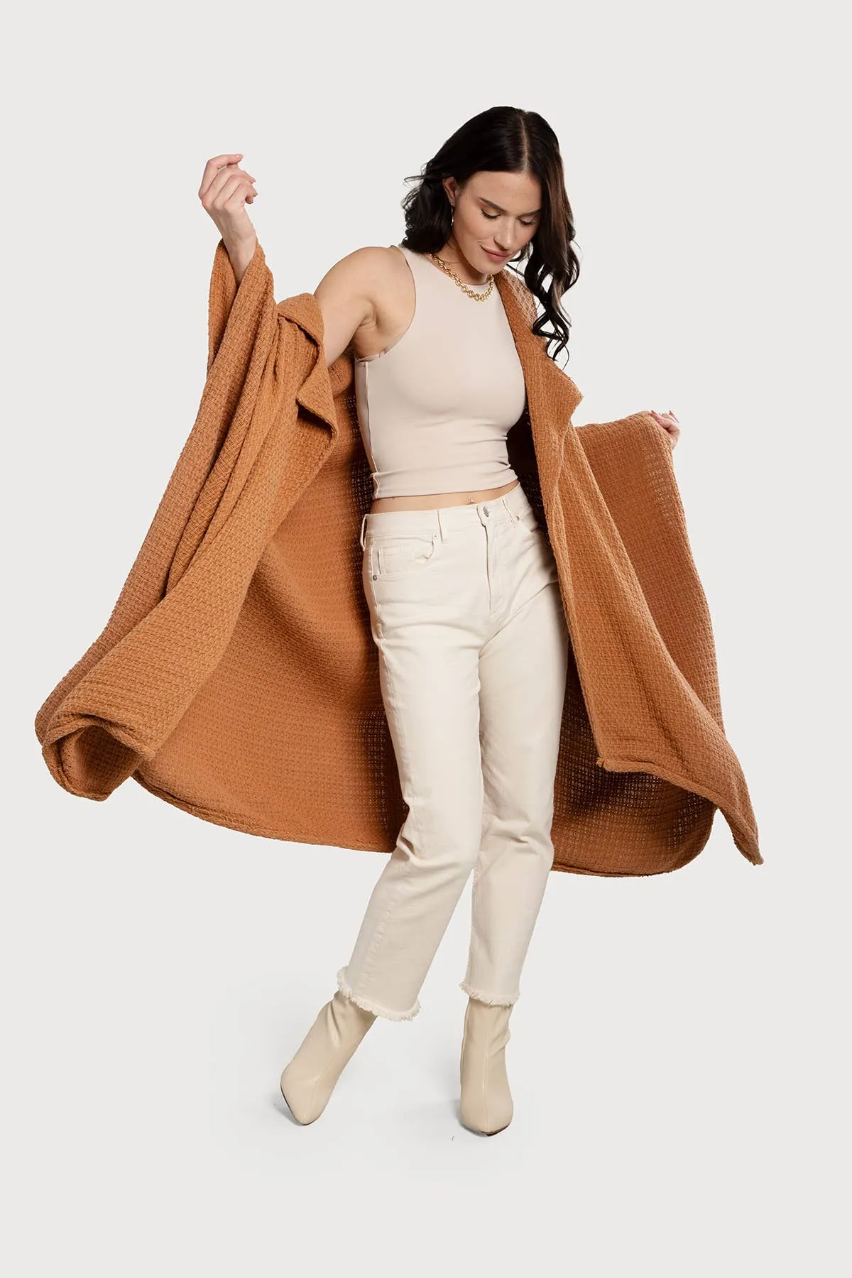 Regina Waffle Knit Oversized Jacket Kimono