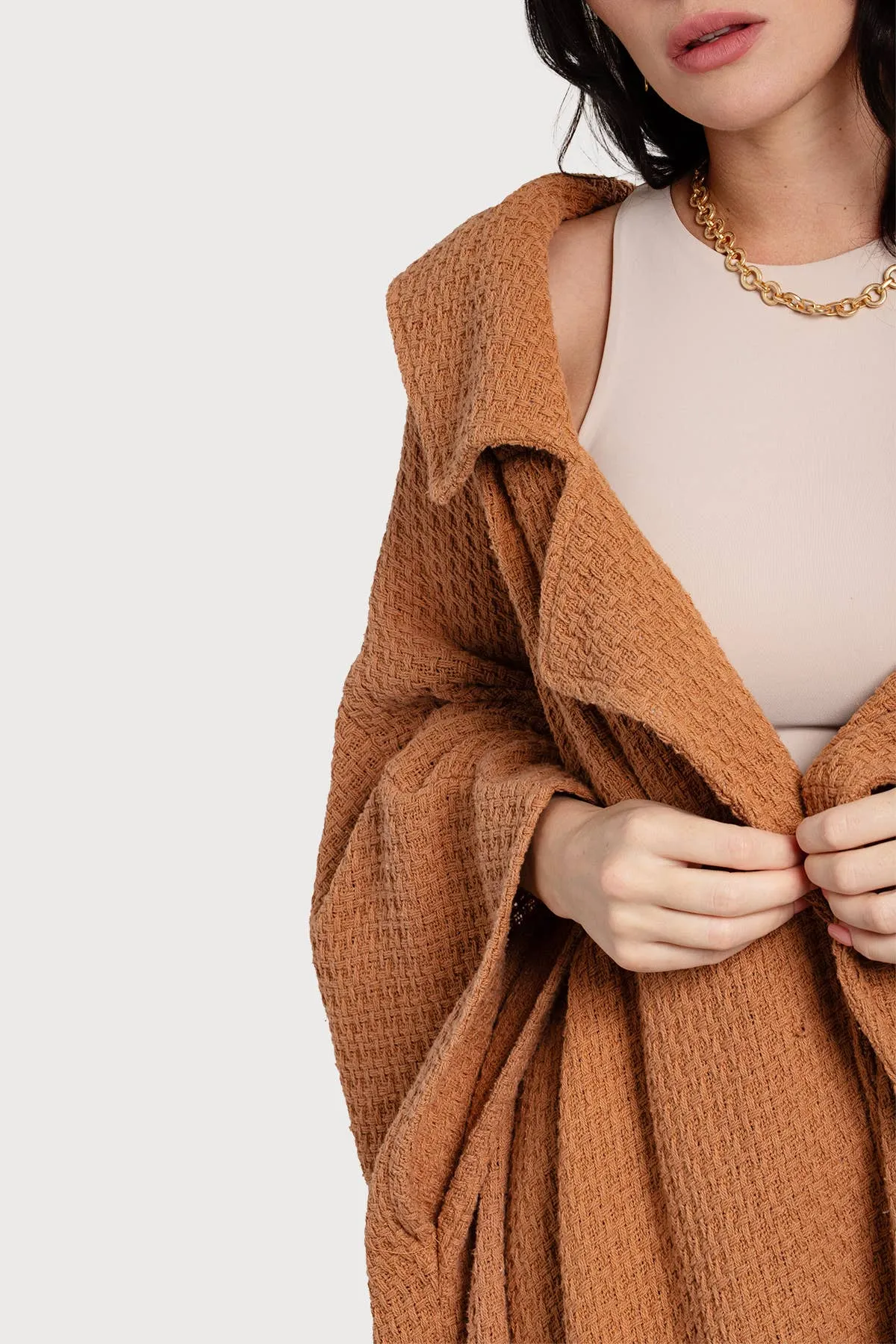 Regina Waffle Knit Oversized Jacket Kimono