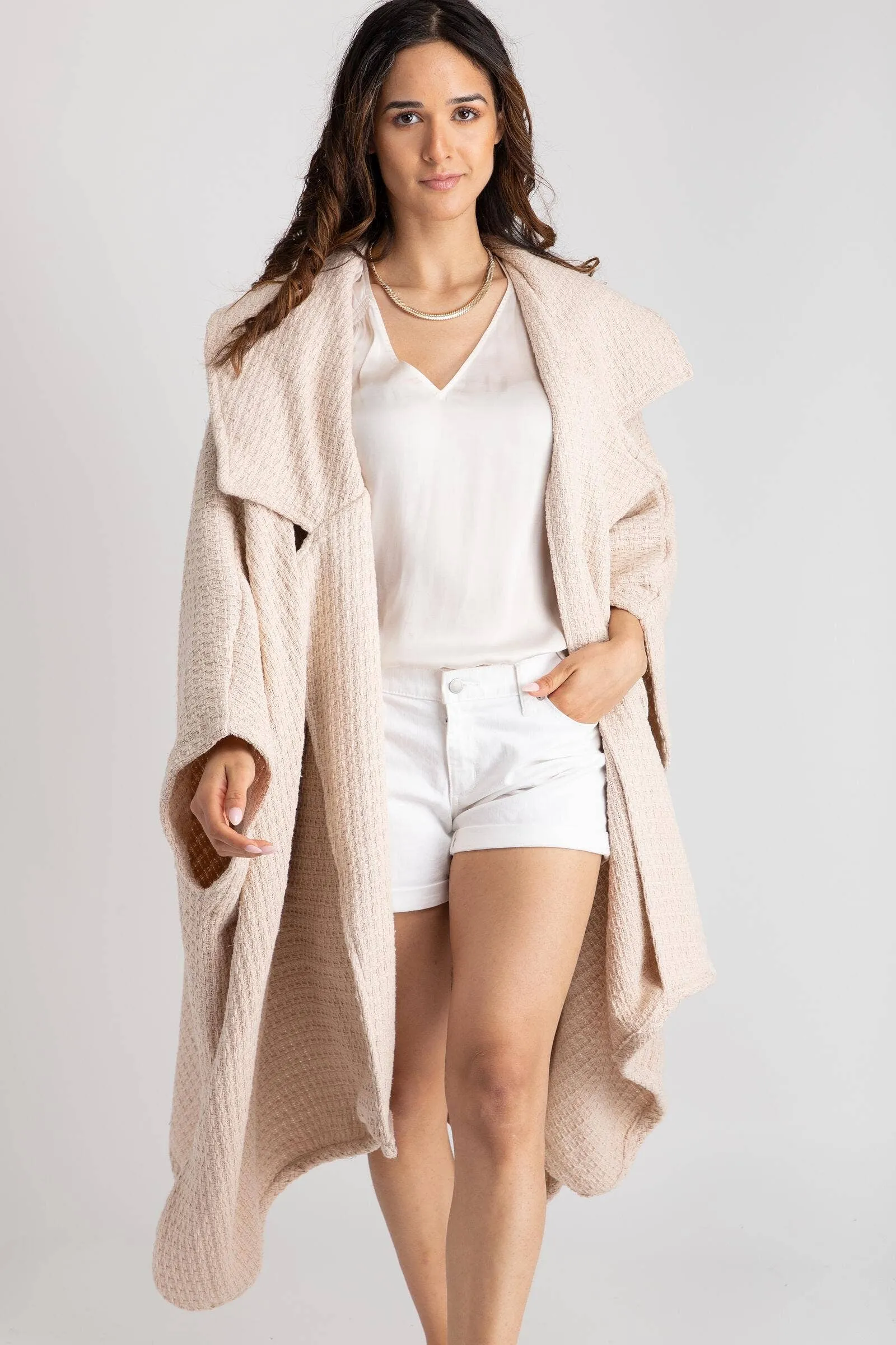 Regina Waffle Knit Oversized Jacket Kimono