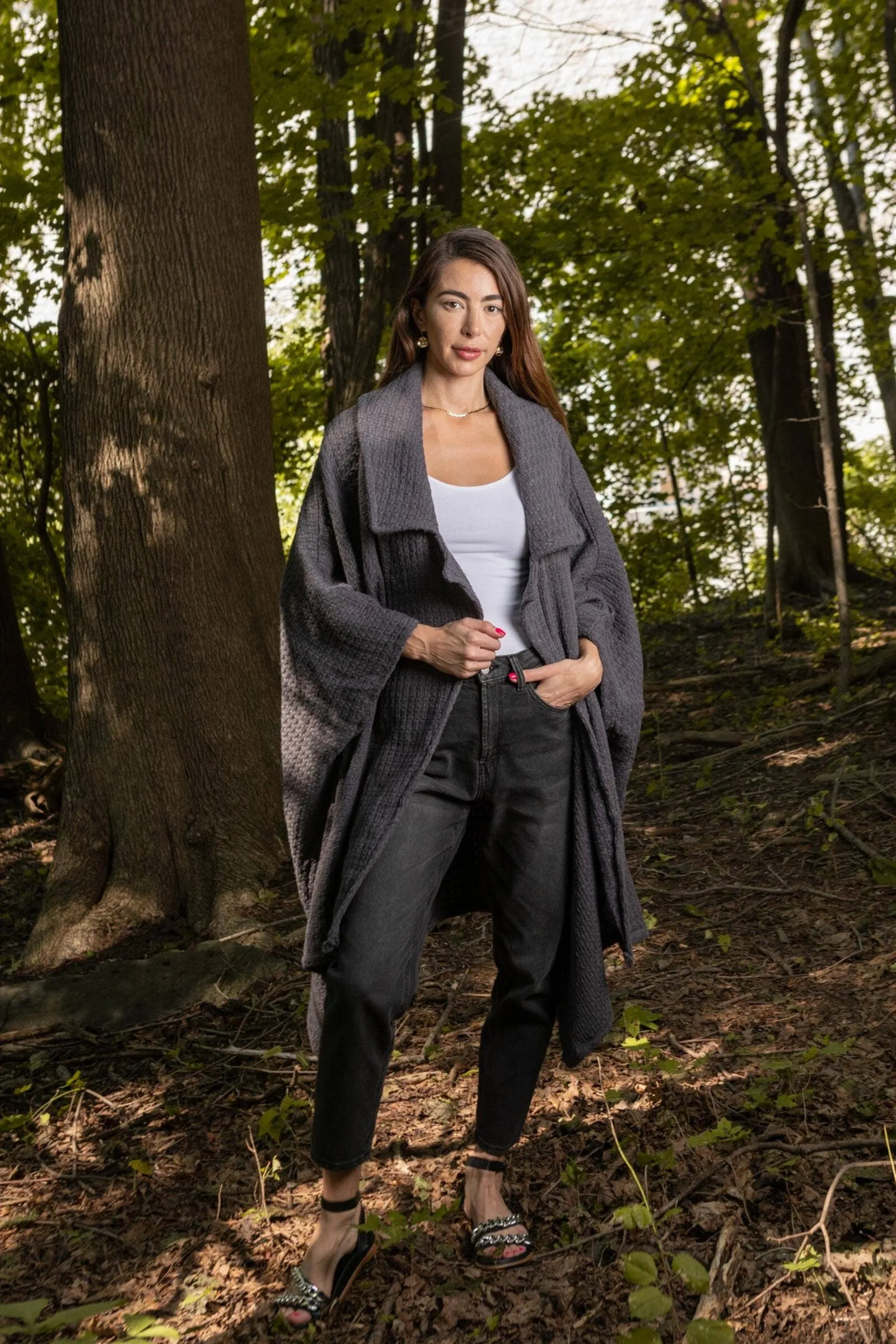 Regina Waffle Knit Oversized Jacket Kimono