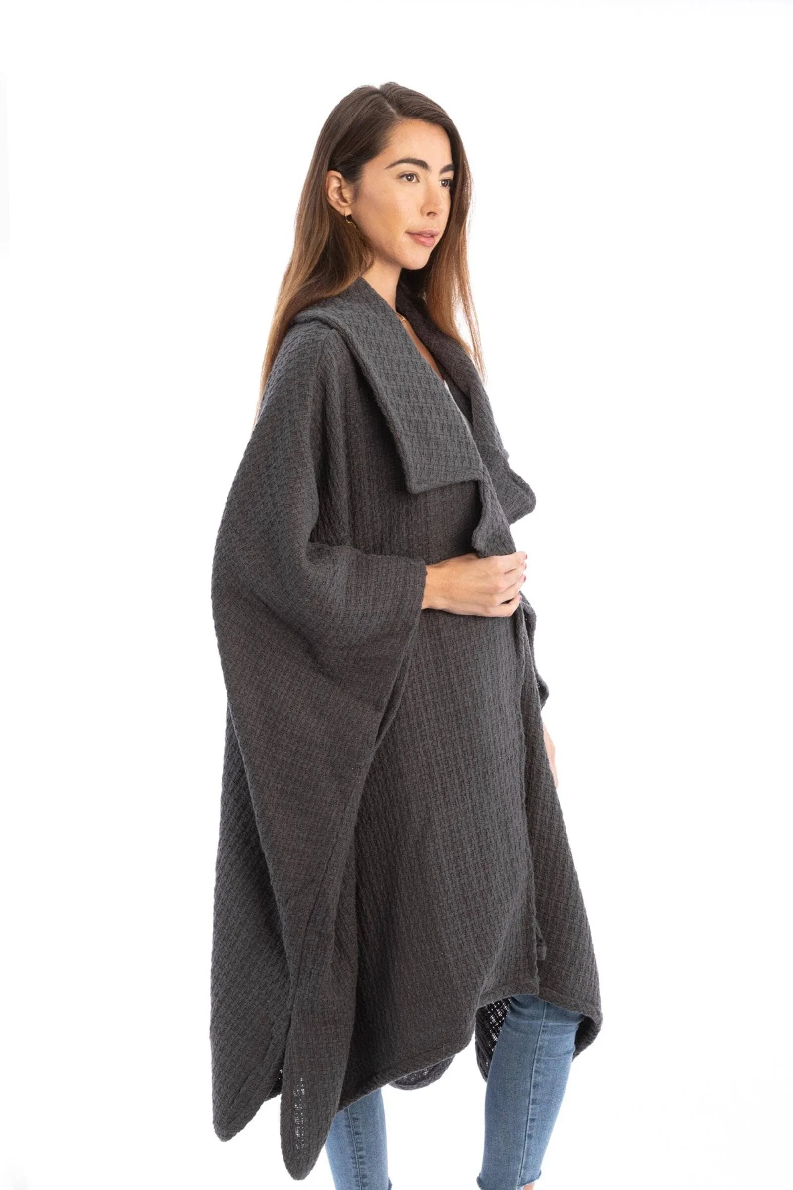 Regina Waffle Knit Oversized Jacket Kimono