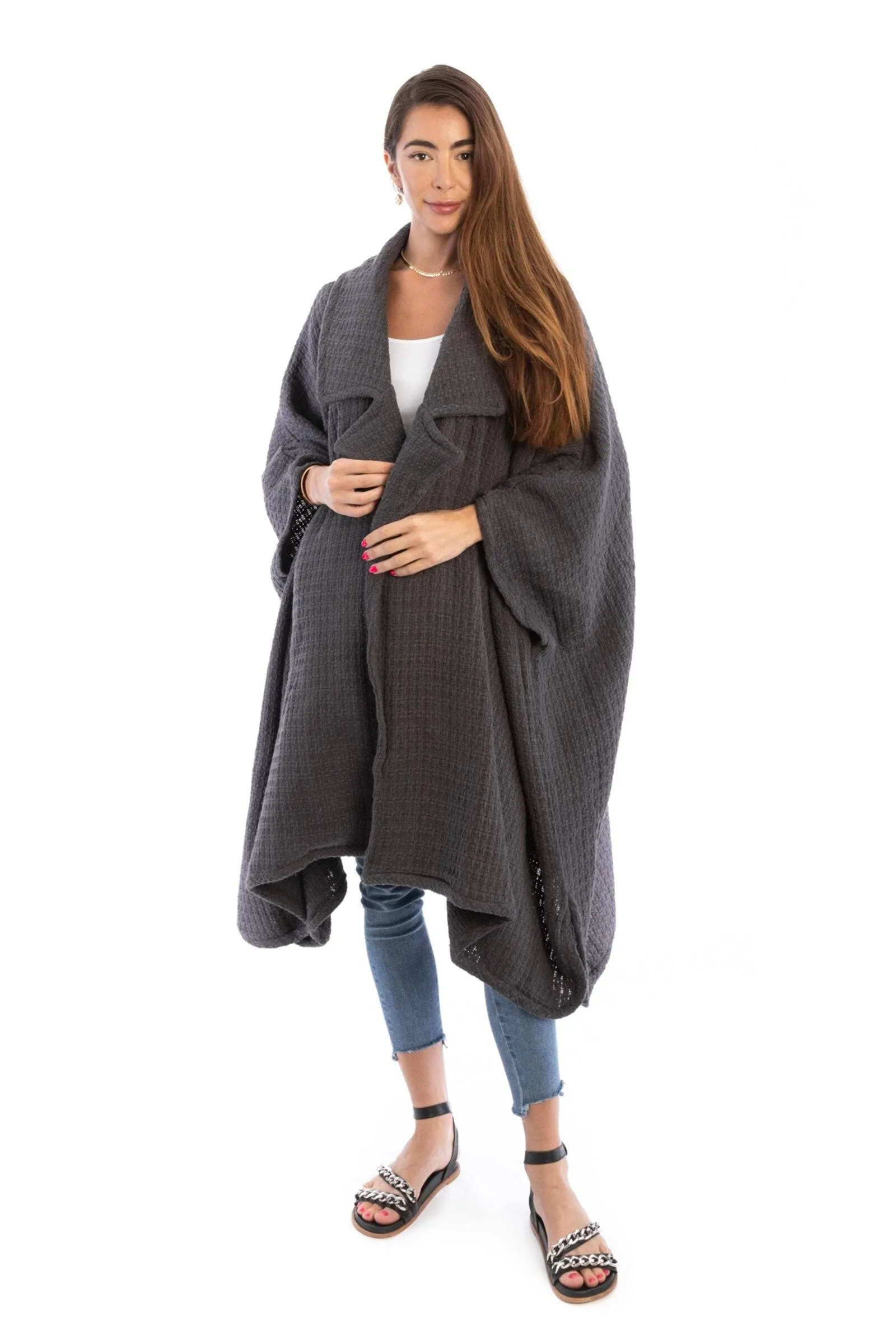 Regina Waffle Knit Oversized Jacket Kimono