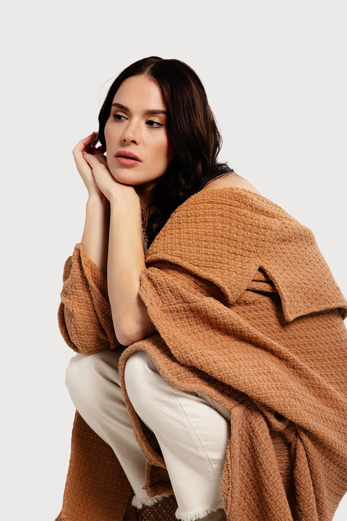 Regina Waffle Knit Oversized Jacket Kimono