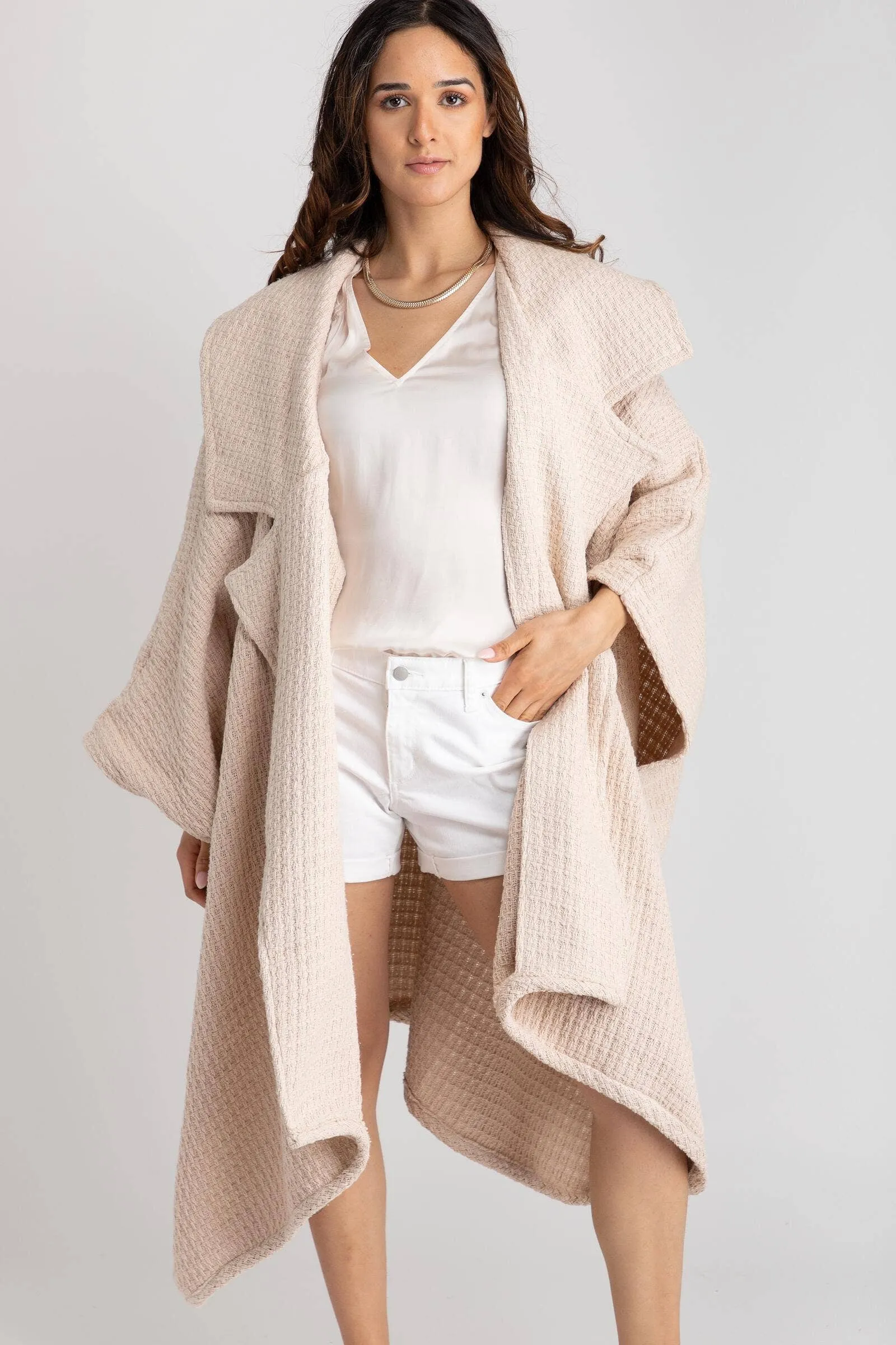Regina Waffle Knit Oversized Jacket Kimono