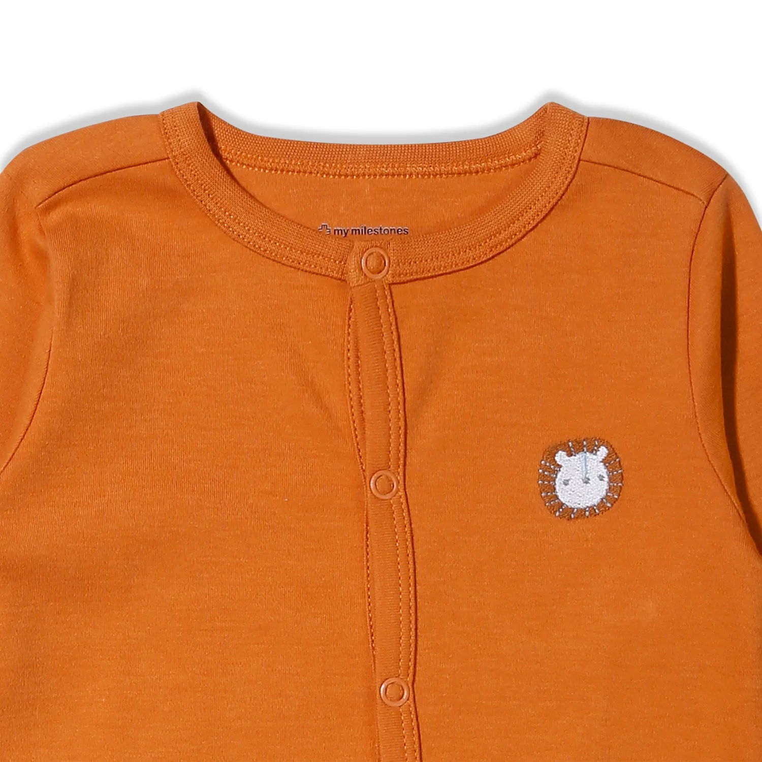 Romper With Lion Embroidery