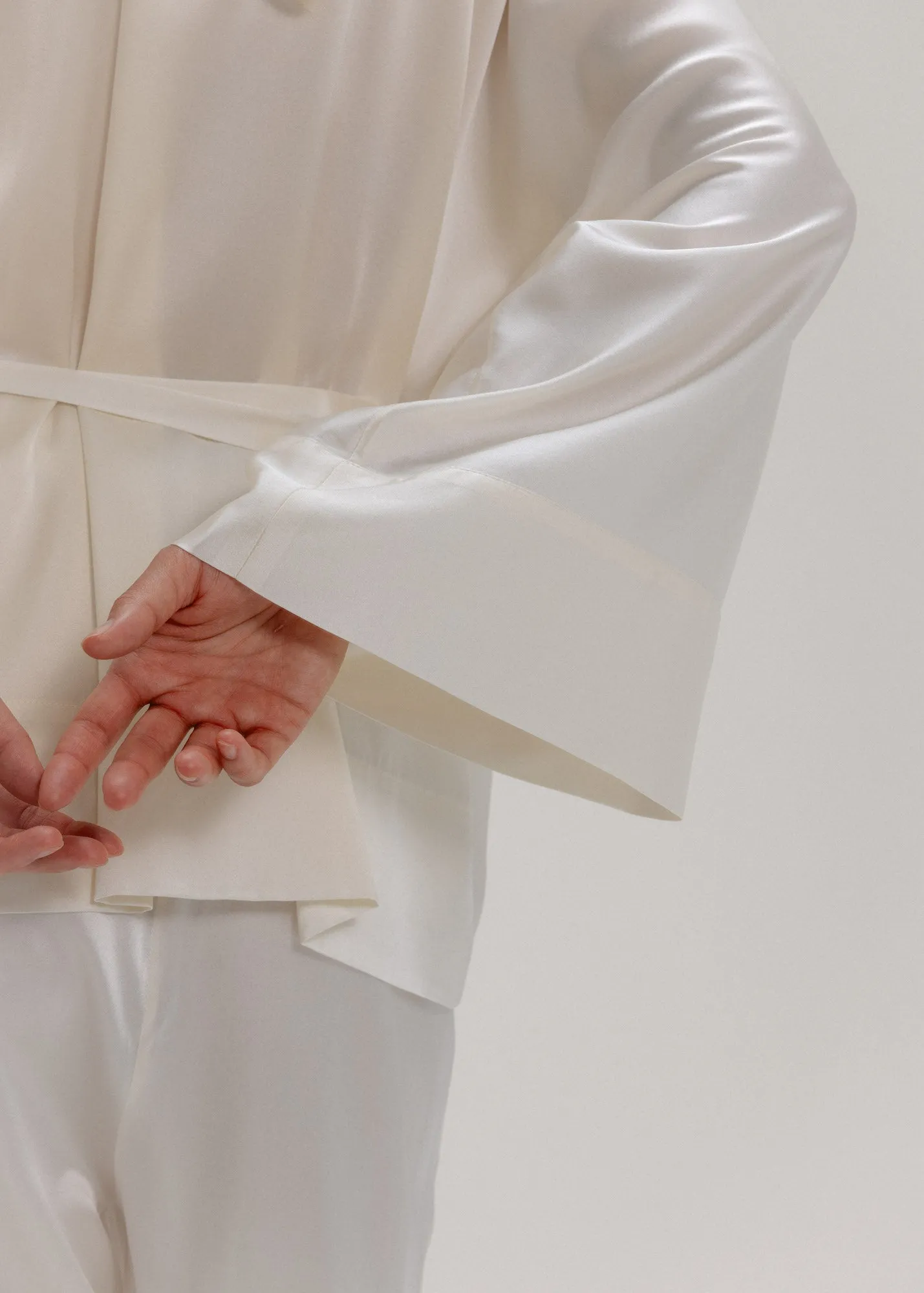 Silk Kimono Jacket in Milk White