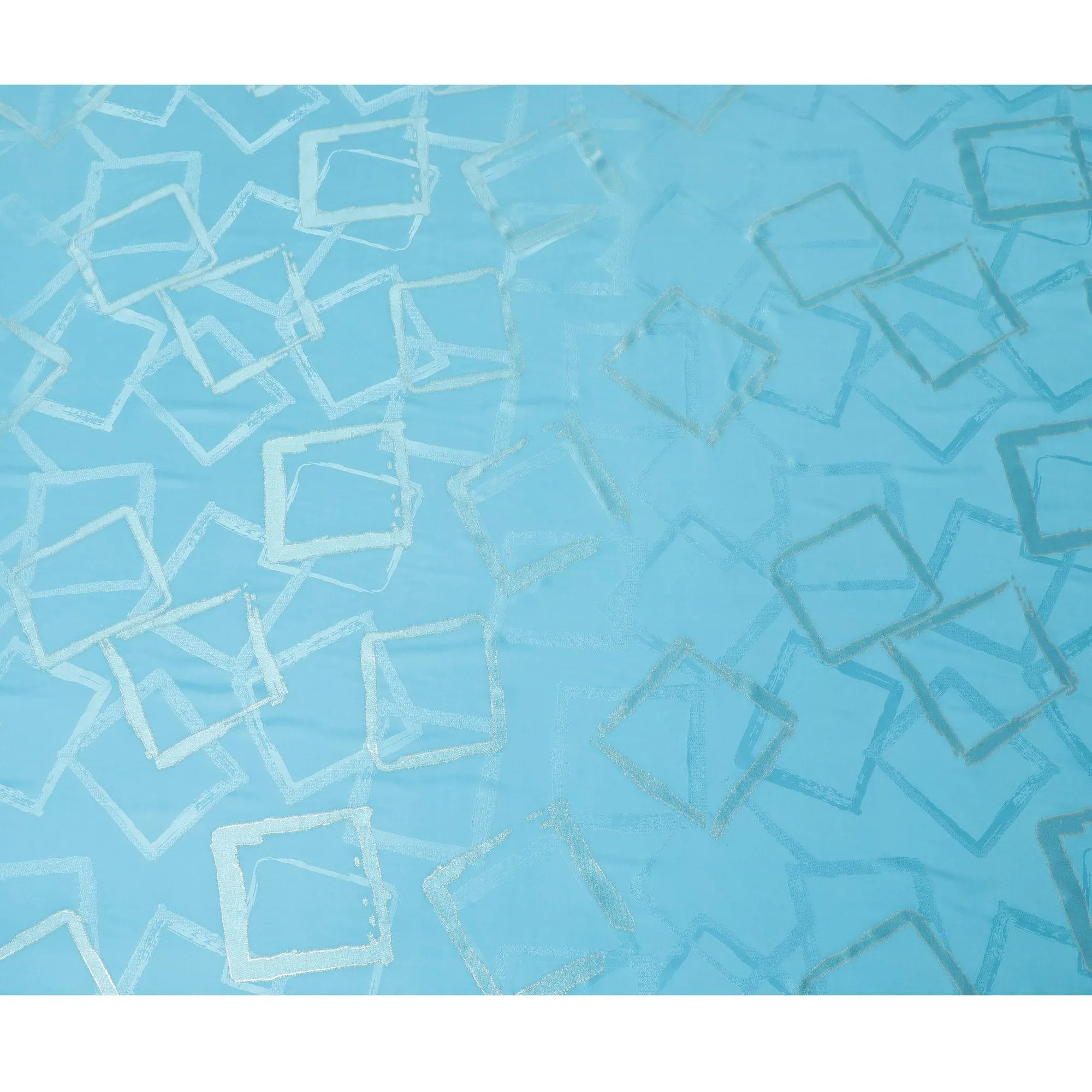 Sky blue premium pure silk crepe fabric with same tone jacquard and gold metallic lurex in abstract design-D15714