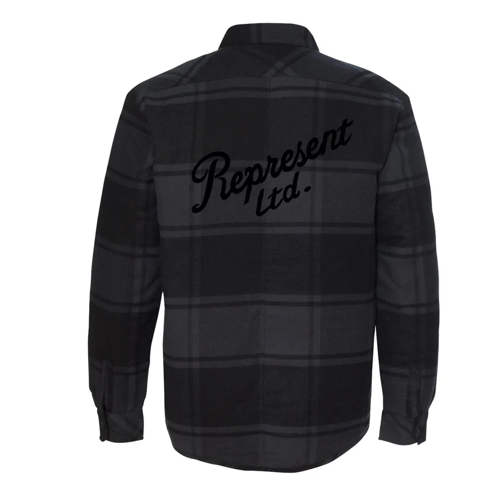 Slanted Quilted Flannel Jacket [GRAY BLACK]