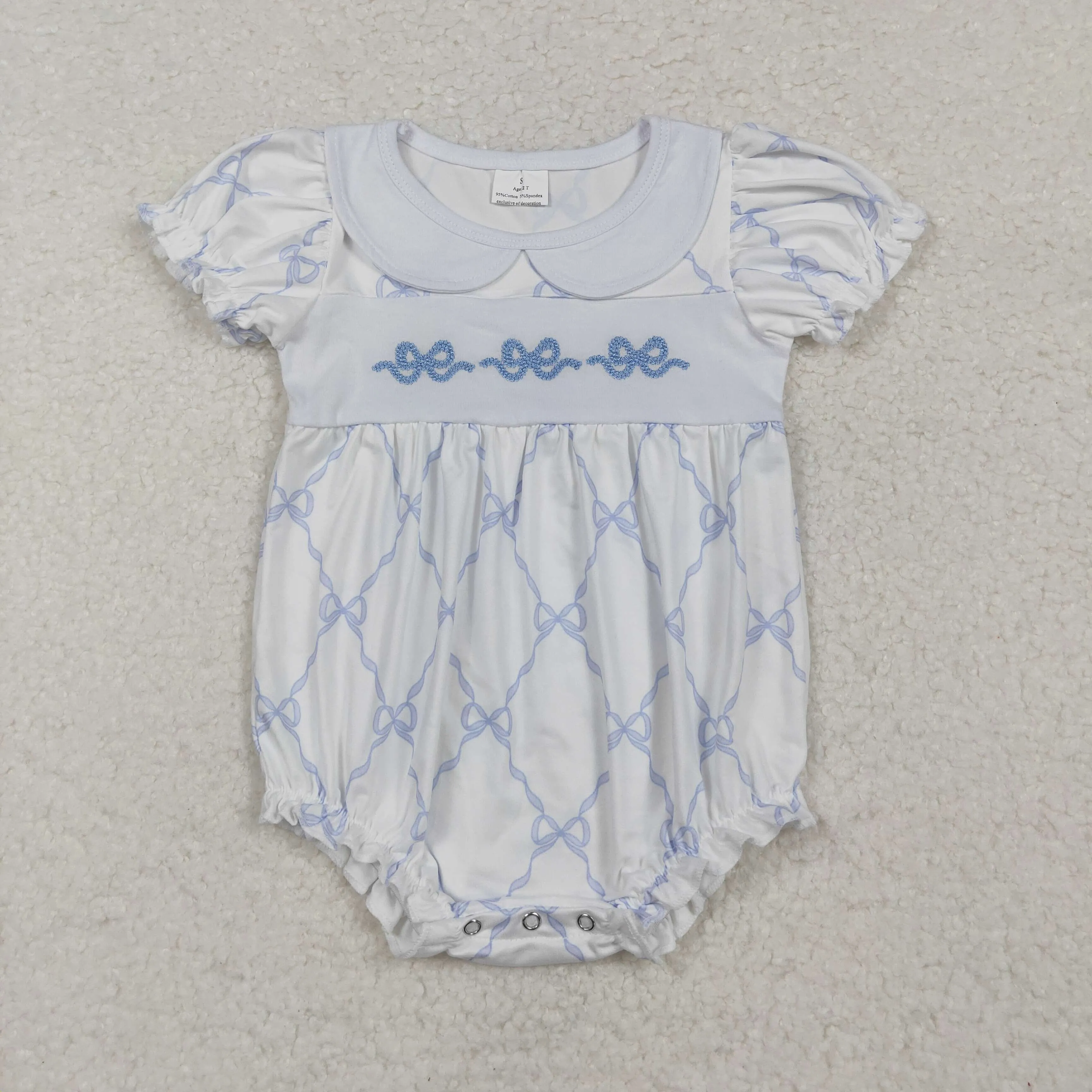 SR1969   baby girl clothes embroidery  bows girl summer bubble