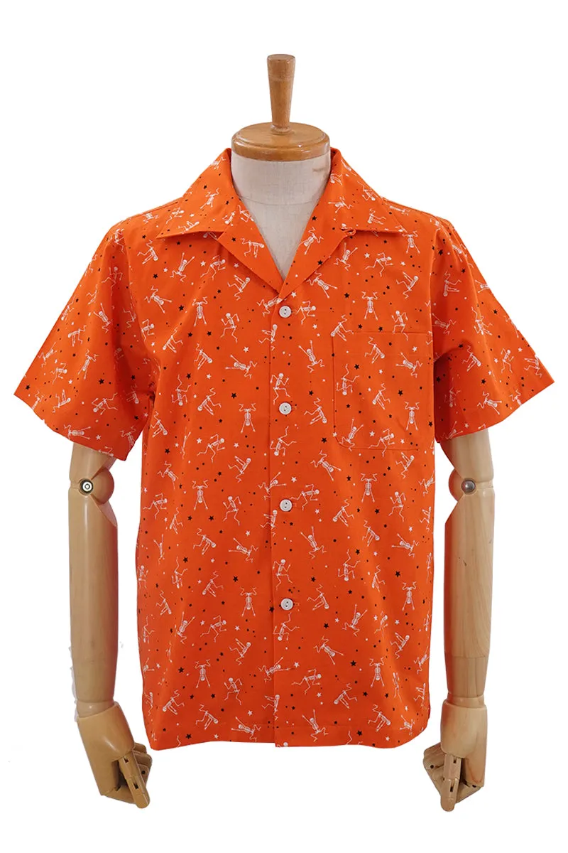 S/S Print Open Shirt  “DANCING SKELTON”