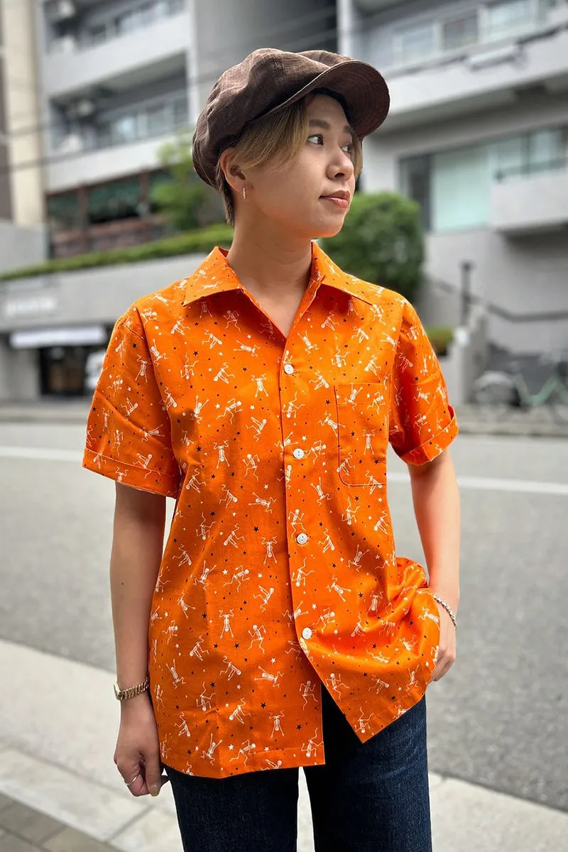 S/S Print Open Shirt  “DANCING SKELTON”